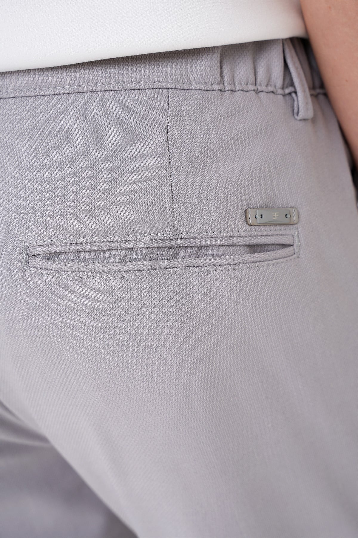 Comfort Fit Rahat Kalıp Beli Lastikli Dokulu Gri Jogger Pantolon  P 1186