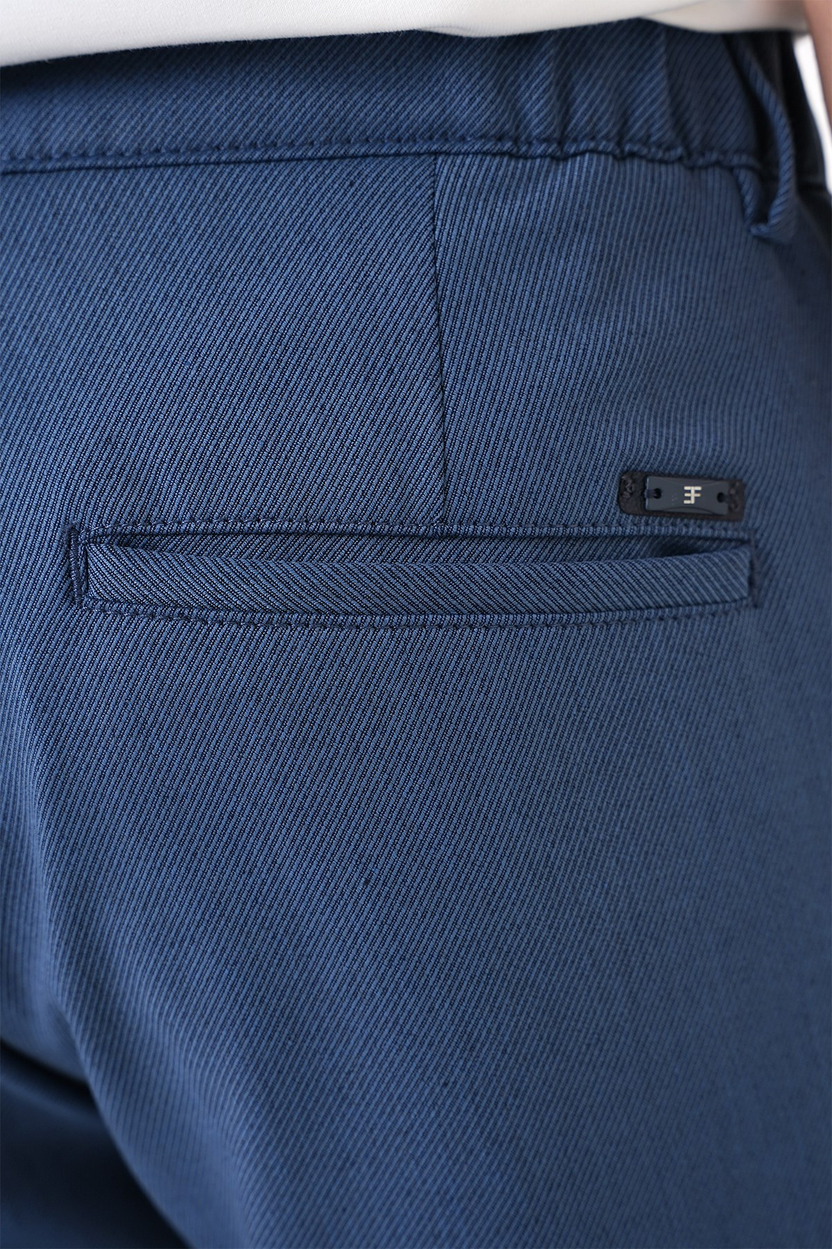Comfort Fit Rahat Kalıp Beli Lastikli Pileli İndigo Jogger Pantolon  P 1182