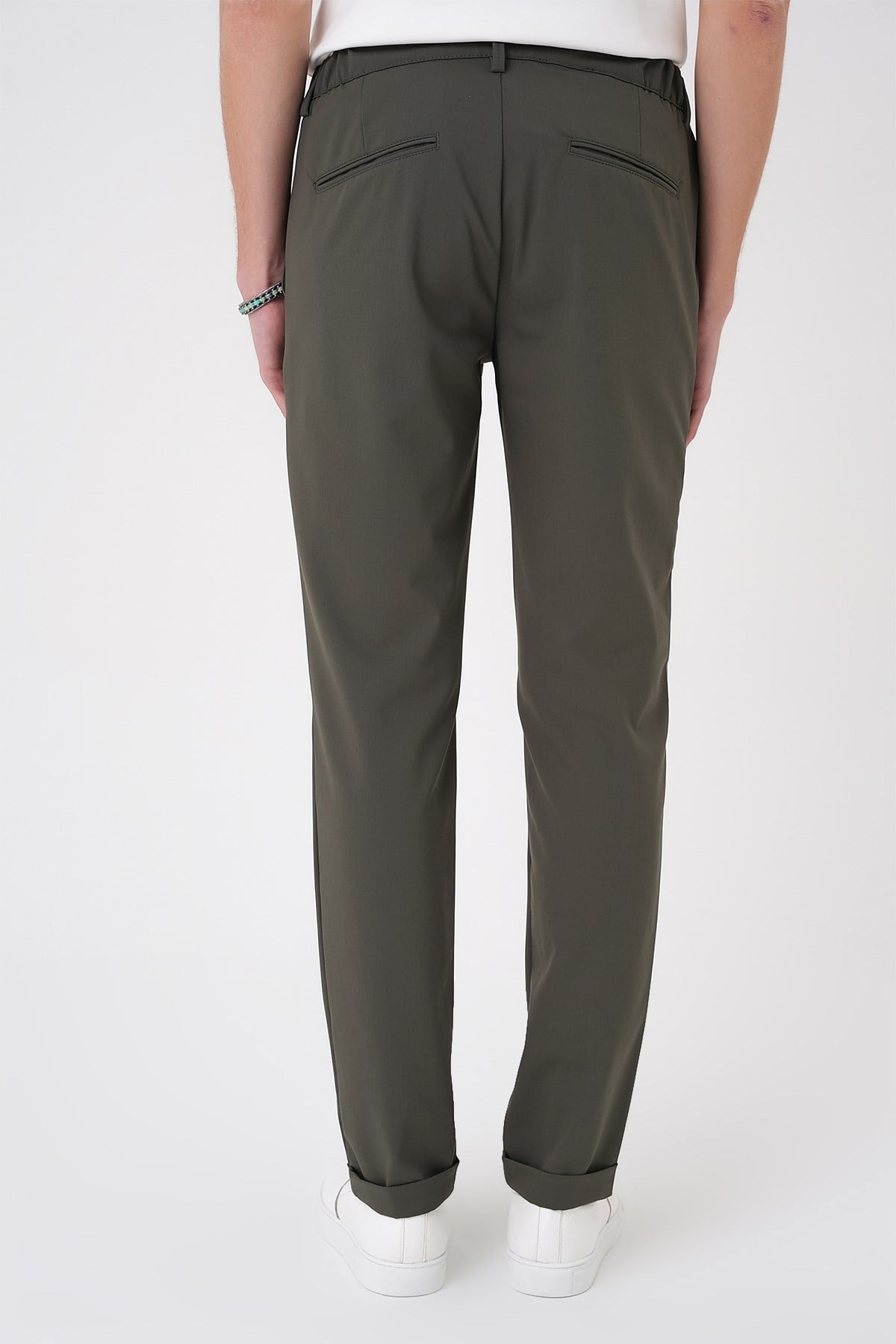 Comfort Fit Rahat Kalıp Beli Lastikli Haki Jogger Pantolon  P 1184
