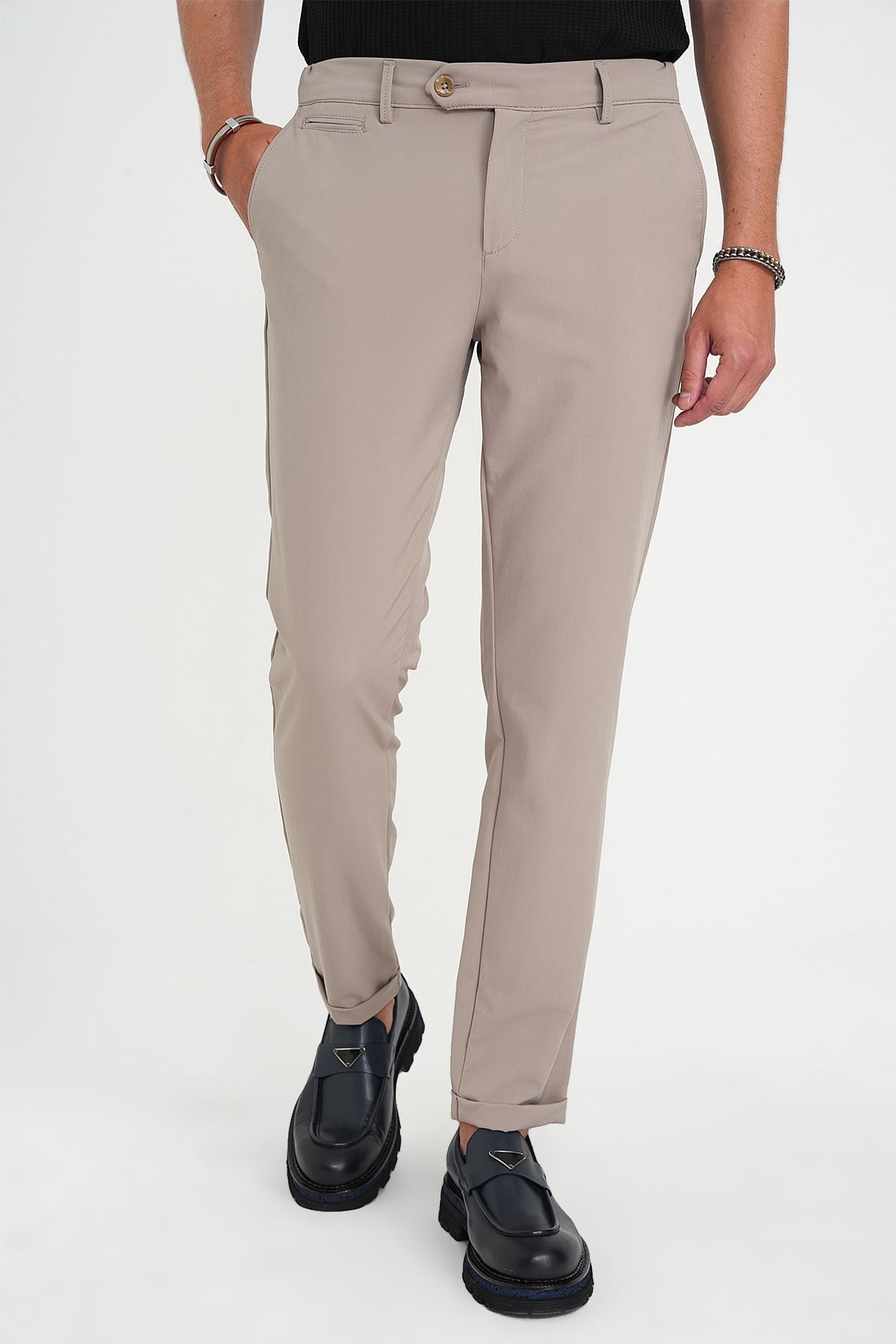 Comfort Fit Rahat Kalıp Beli Lastikli Esnek Vizon Spor Pantolon P 1189