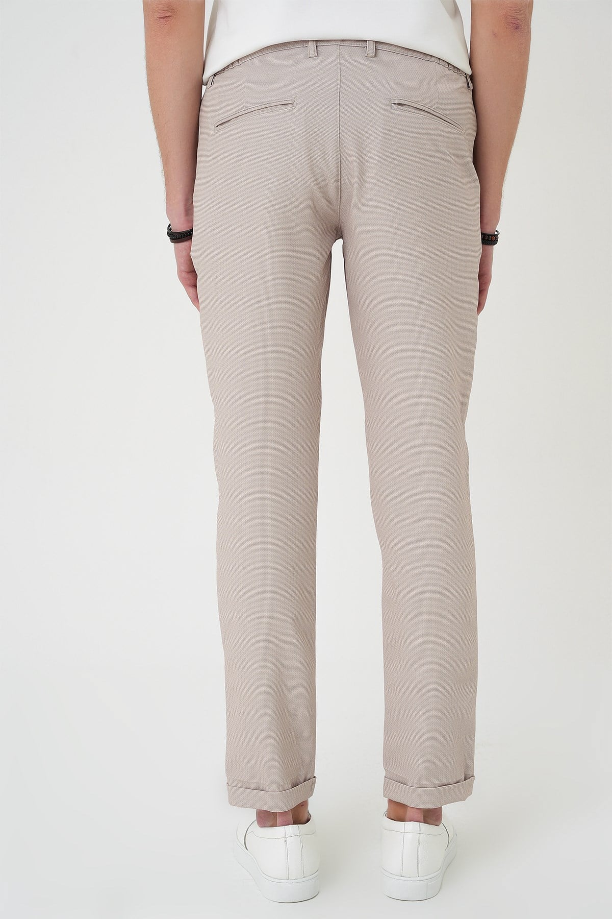 Comfort Fit Rahat Kalıp Beli Lastikli Bej Jogger Pantolon  P 1181