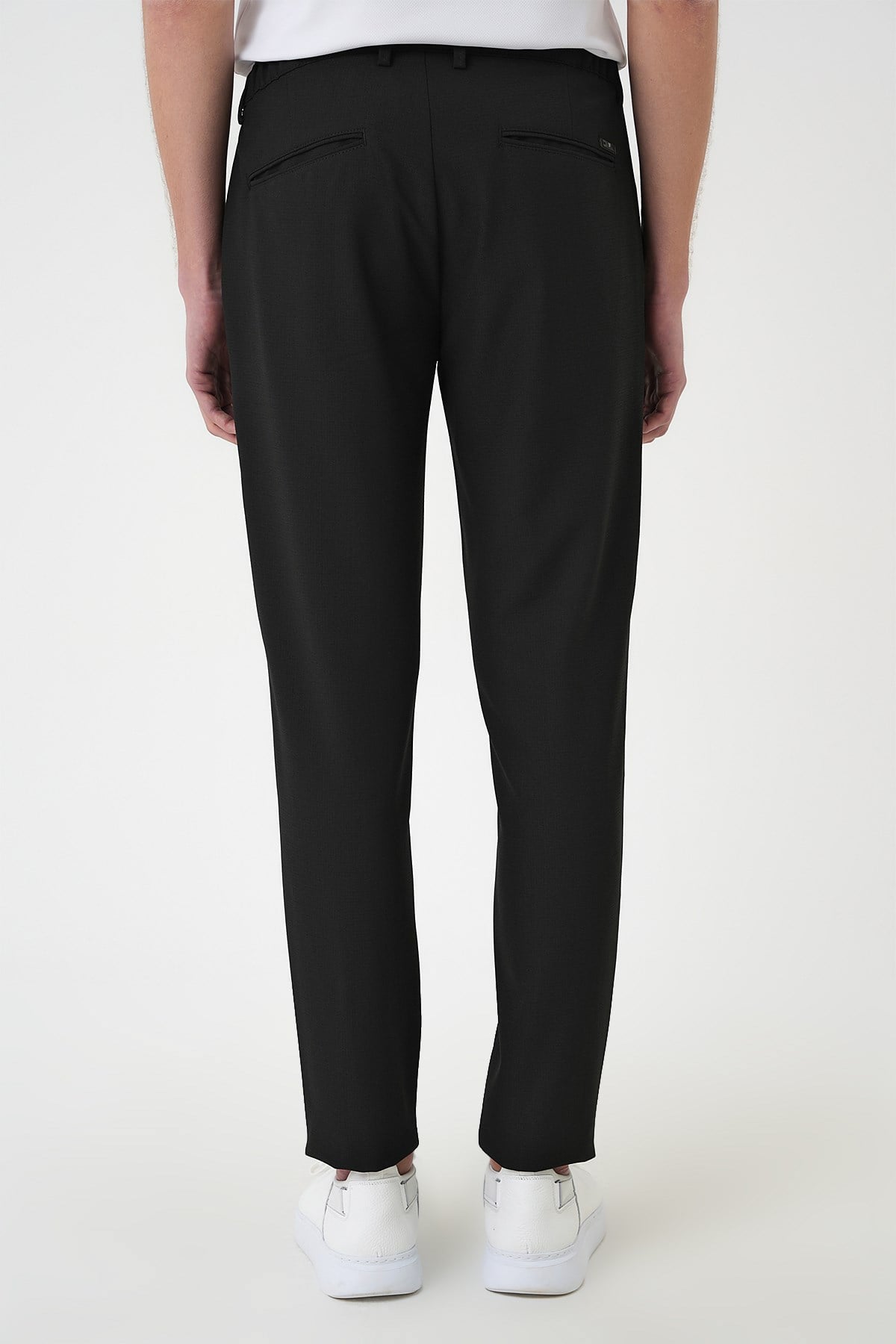 Comfort Fit Rahat Kalıp Beli Lastikli Dokulu Siyah Jogger Pantolon  P 1192