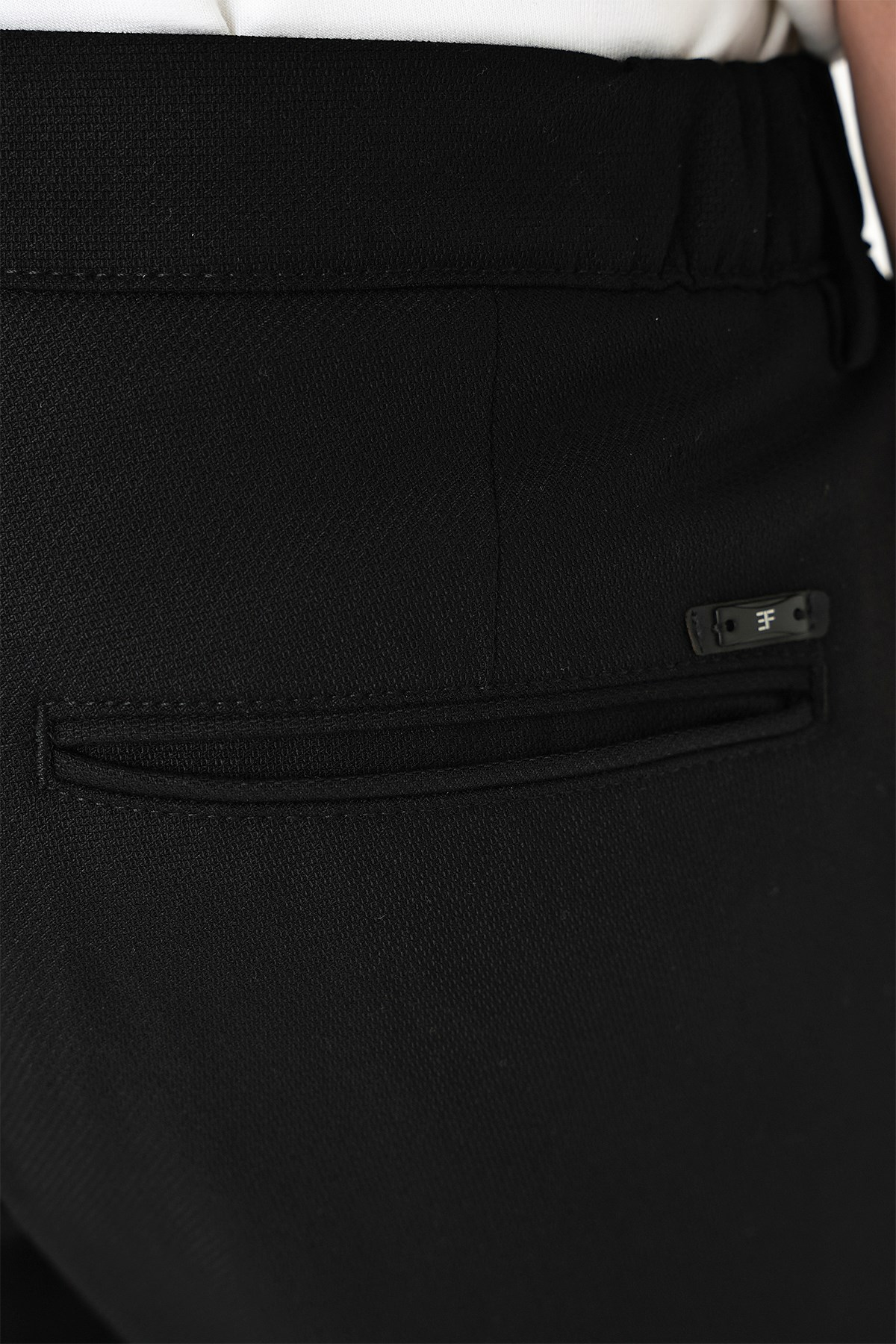 Comfort Fit Rahat Kalıp Beli Lastikli Dokulu Siyah Jogger Pantolon  P 1186
