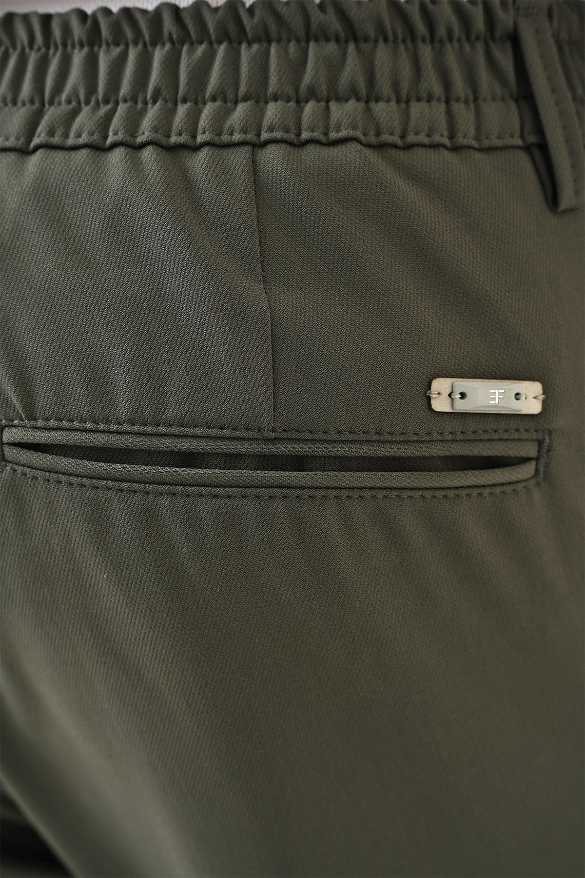 Comfort Fit Rahat Kalıp Beli Lastikli Haki Jogger Pantolon  P 1185