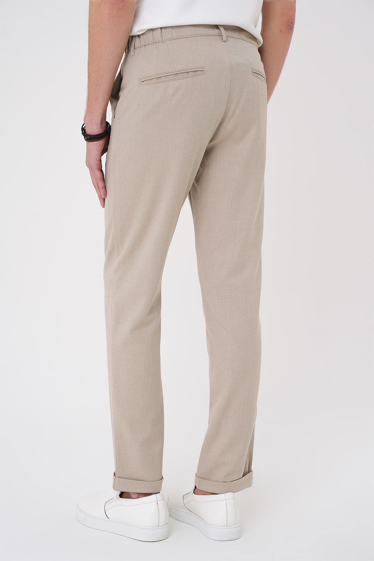 Comfort Fit Rahat Kalıp Beli Lastikli Bej Jogger Pantolon  P 1183