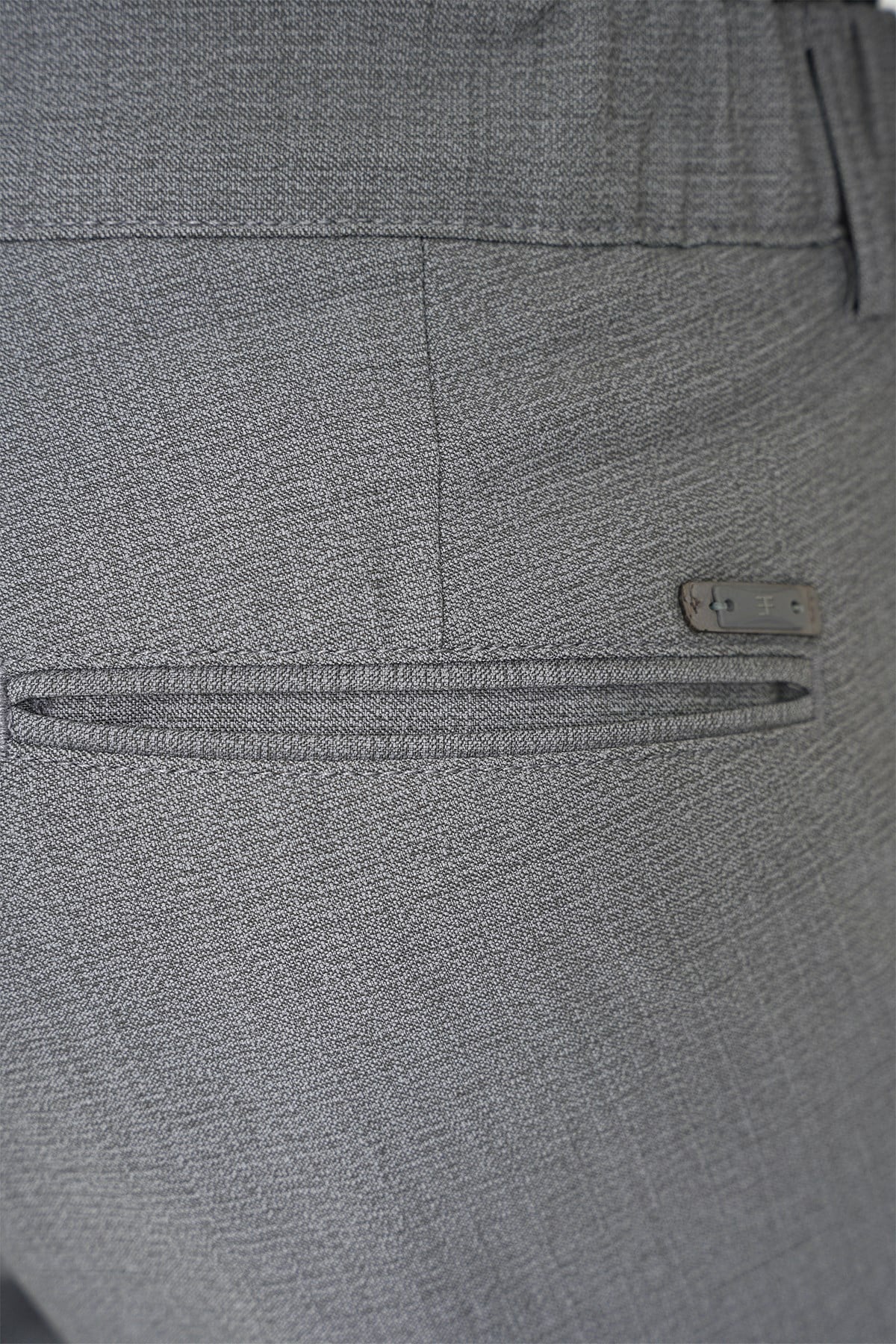Comfort Fit Rahat Kalıp Beli Lastikli Dokulu Gri Jogger Pantolon  P 1192