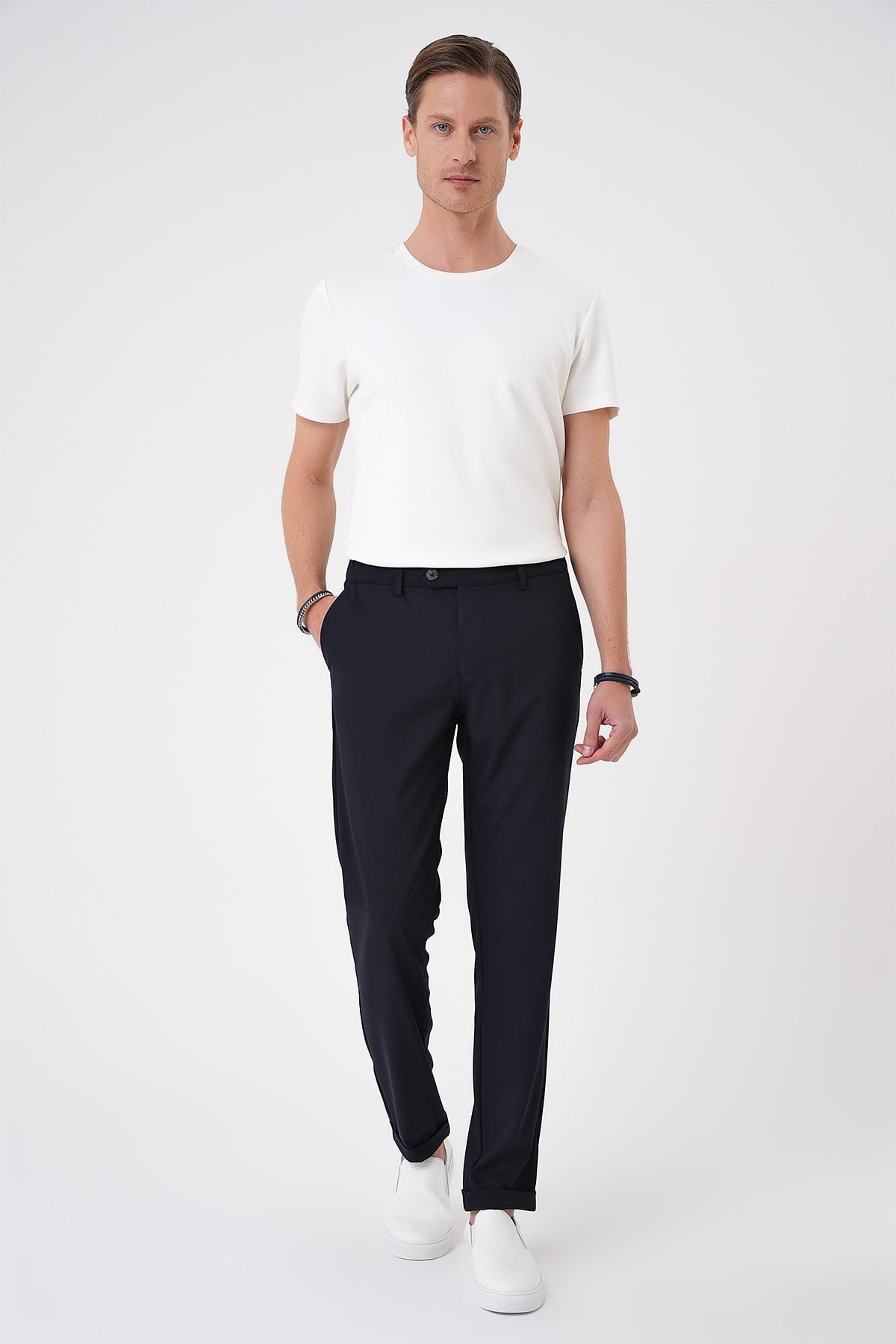 Comfort Fit Rahat Kalıp Beli Lastikli Lacivert Jogger Pantolon  P 1184