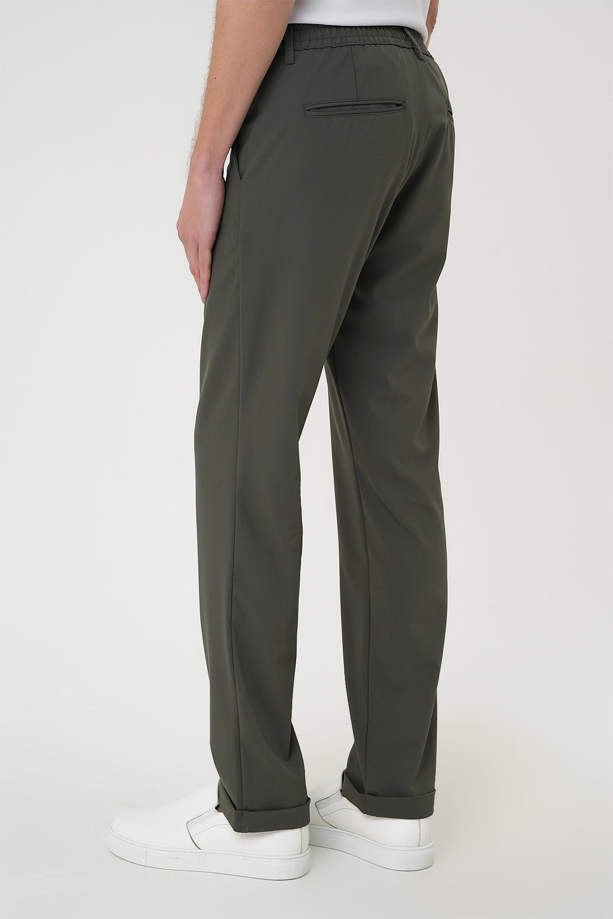 Comfort Fit Rahat Kalıp Beli Lastikli Haki Jogger Pantolon  P 1185