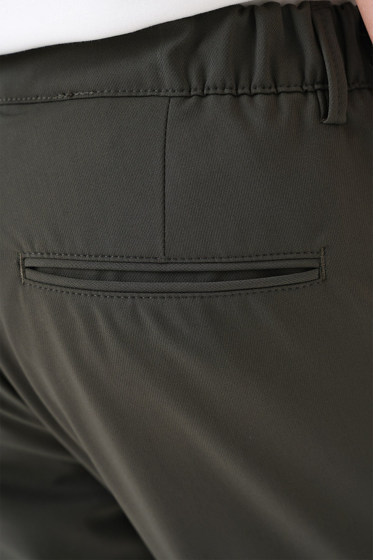 Comfort Fit Rahat Kalıp Beli Lastikli Haki Jogger Pantolon  P 1184