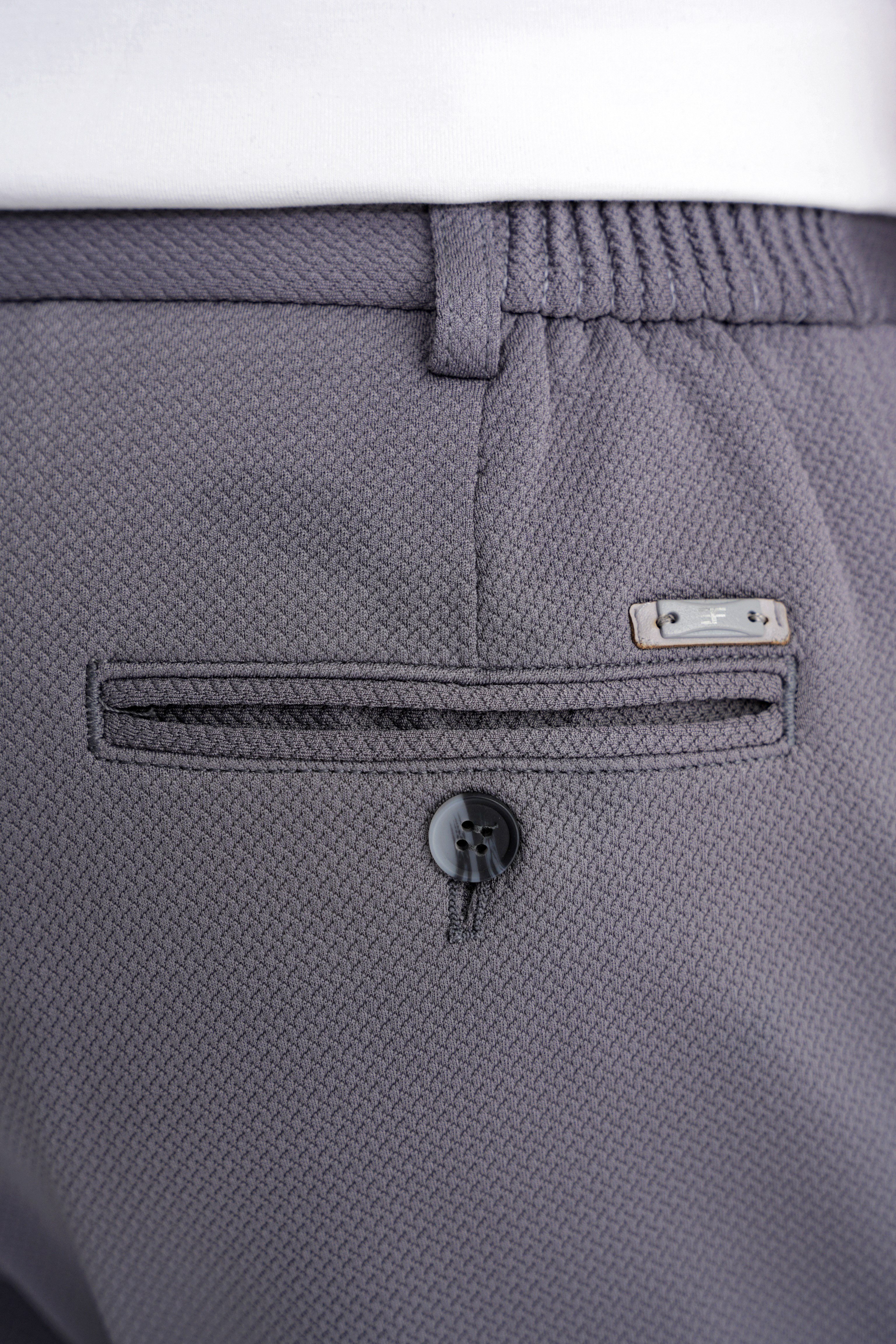 Comfort Fit Rahat Kalıp Beli Lastikli Armürlü Dokuma Esnek Pamuklu Gri Jogger Pantolon P 1217