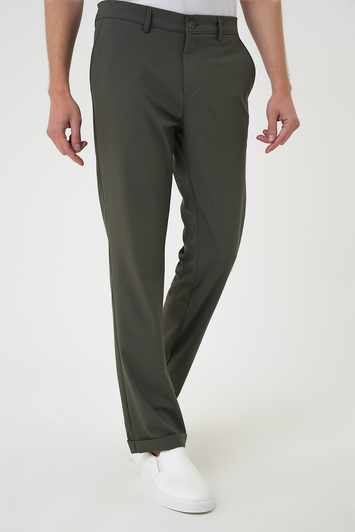 Comfort Fit Rahat Kalıp Beli Lastikli Haki Jogger Pantolon  P 1185