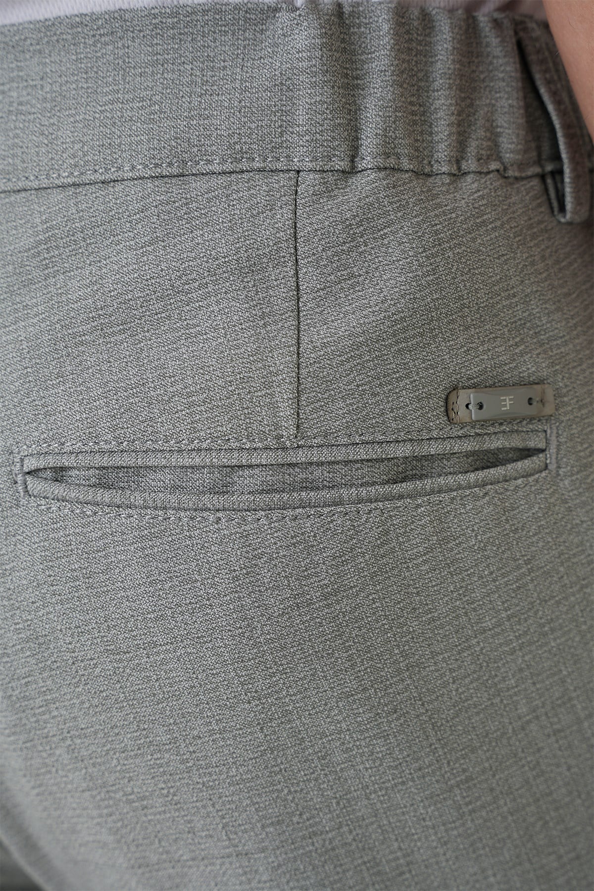 Comfort Fit Rahat Kalıp Beli Lastikli Dokulu Gri Jogger Pantolon  P 1192