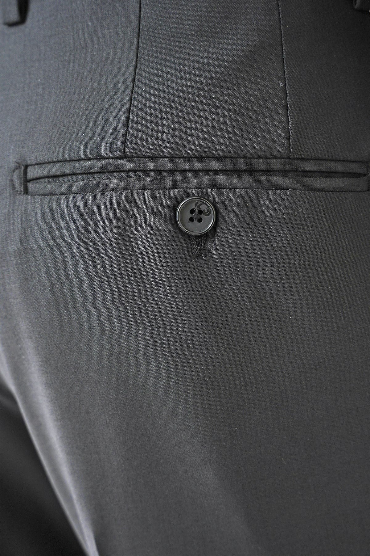 Comfort Fit Rahat Kalıp Esnek %97 Yün Klasik Düz Siyah Kumaş Pantolon P 1191