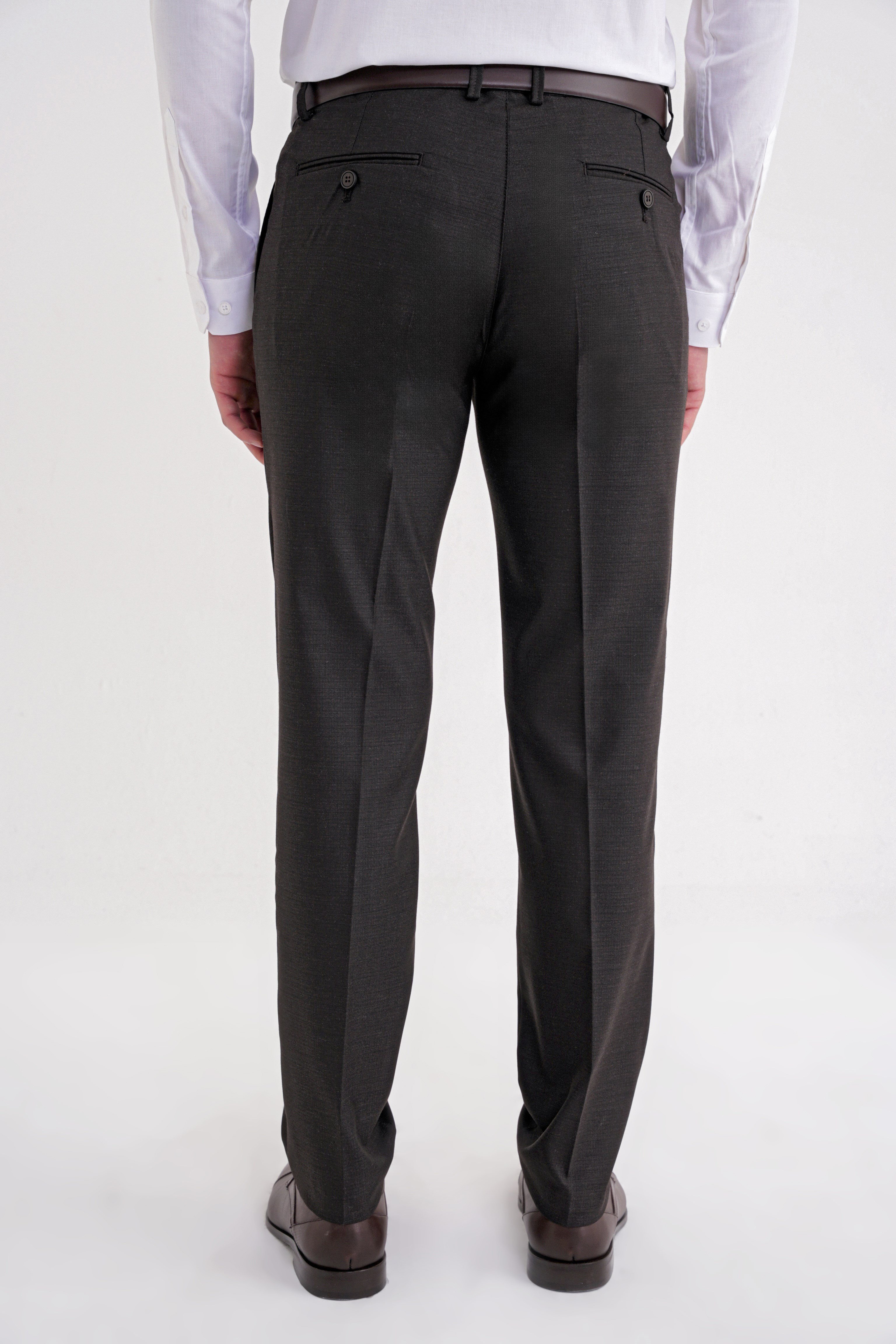 Comfort Fit Rahat Kalıp Esnek Yünlü Pileli Kahverengi Kumaş Pantolon P 1210