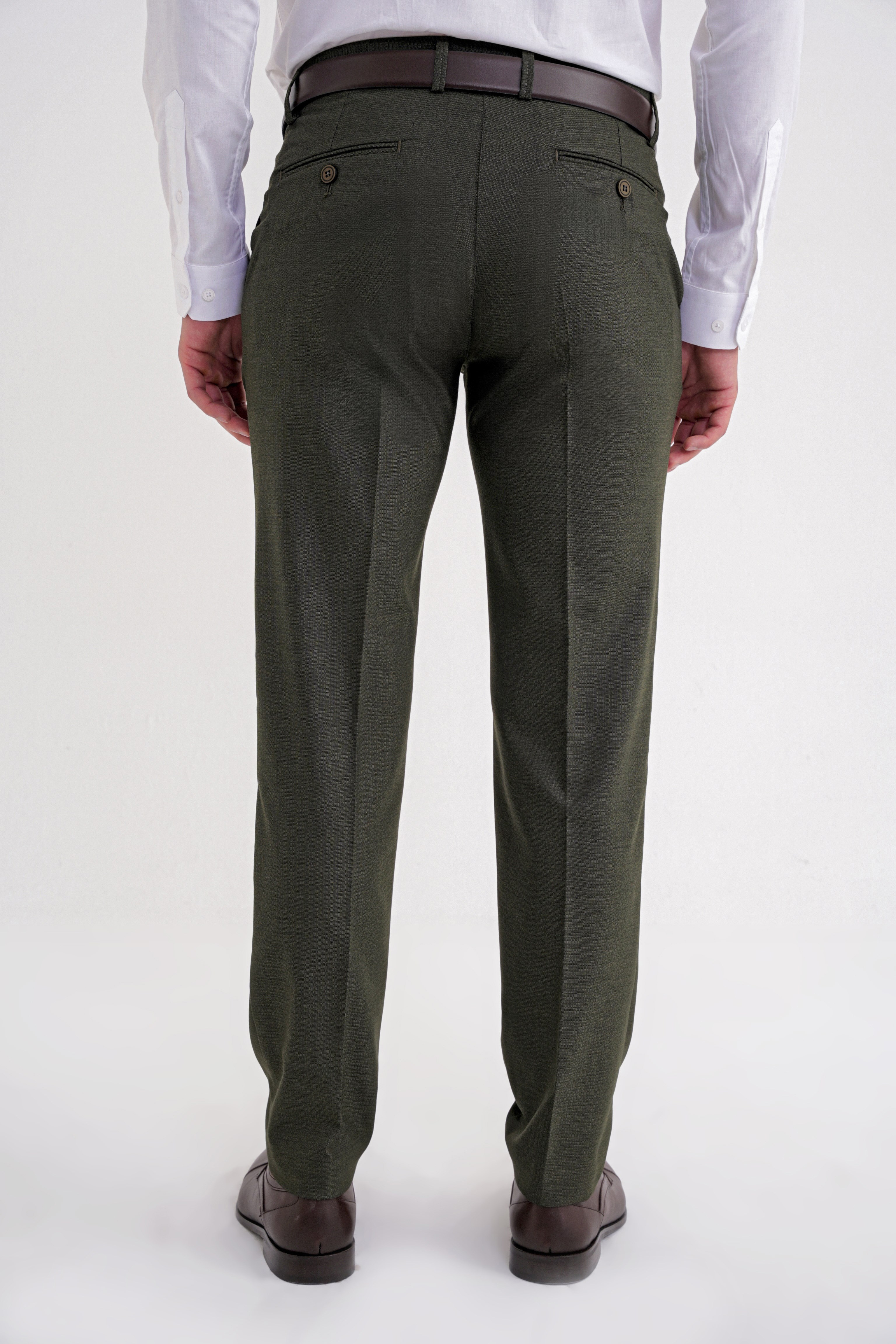 Comfort Fit Rahat Kalıp Esnek Yünlü Pileli Haki Kumaş Pantolon P 1210