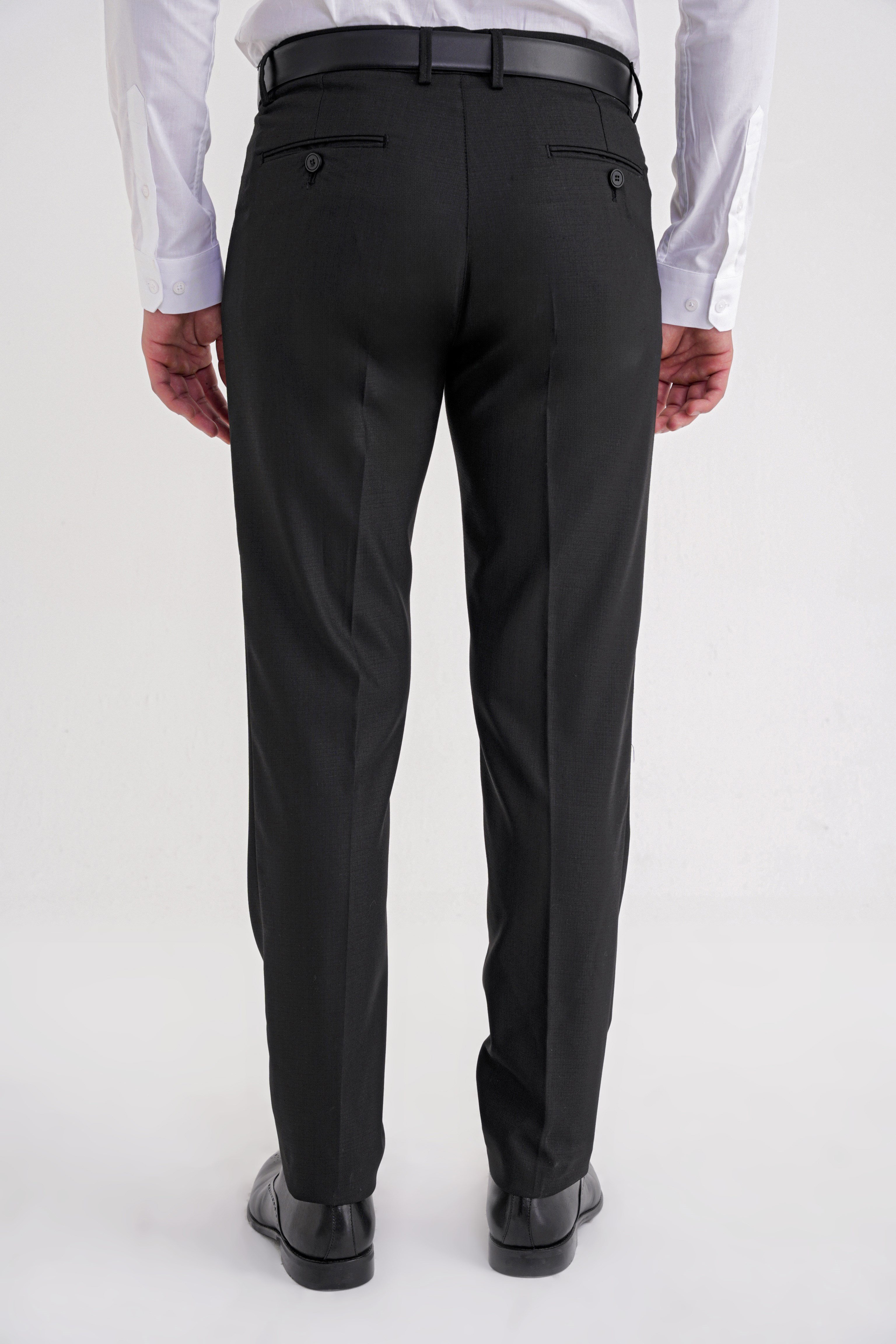Comfort Fit Rahat Kalıp Esnek Yünlü Pileli Siyah Kumaş Pantolon P 1210