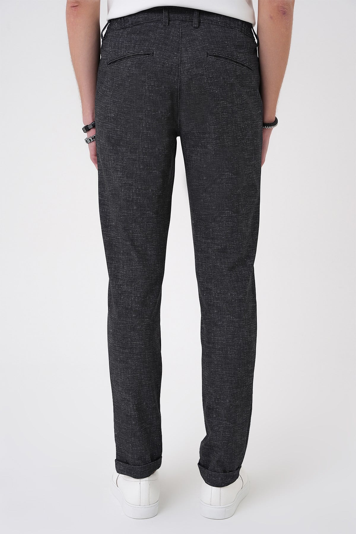 Comfort Fit Rahat Kalıp Kırçıllı Beli Lastikli Siyah Jogger Pantolon P 1176