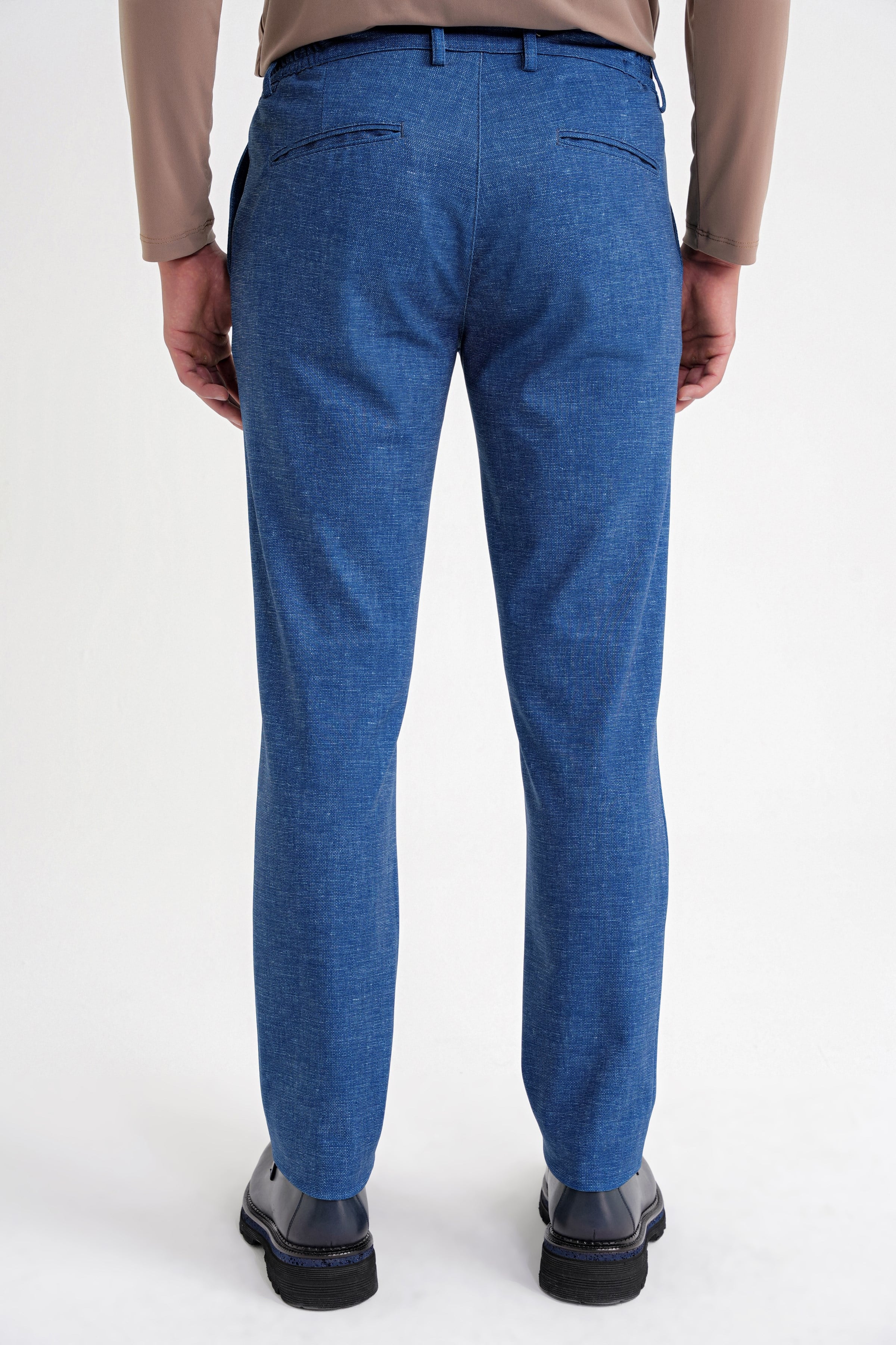 Comfort Fit Rahat Kalıp Kırçıllı Beli Lastikli Gece Mavisi-1 Jogger Pantolon P 1176
