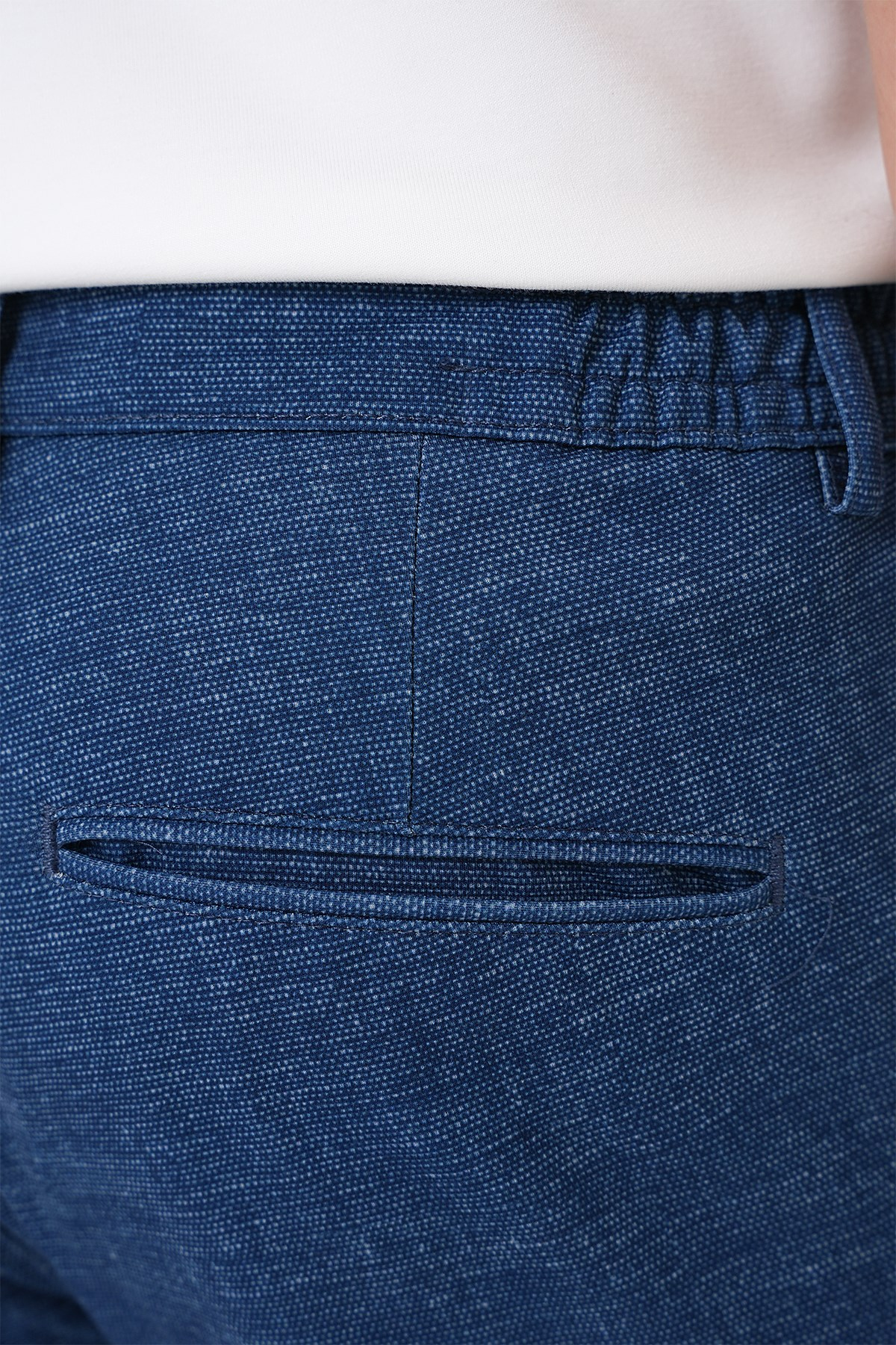 Comfort Fit Rahat Kalıp Kırçıllı Beli Lastikli Gece Mavisi Jogger Pantolon P 1176