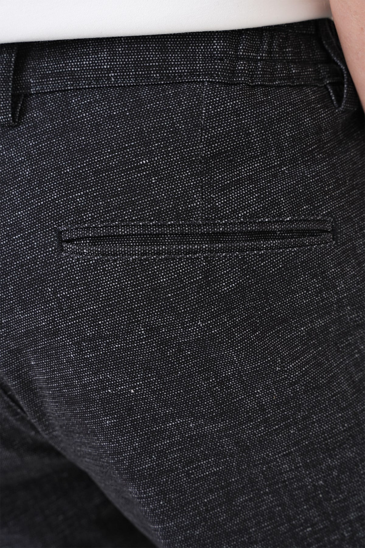 Comfort Fit Rahat Kalıp Kırçıllı Beli Lastikli Siyah Jogger Pantolon P 1176