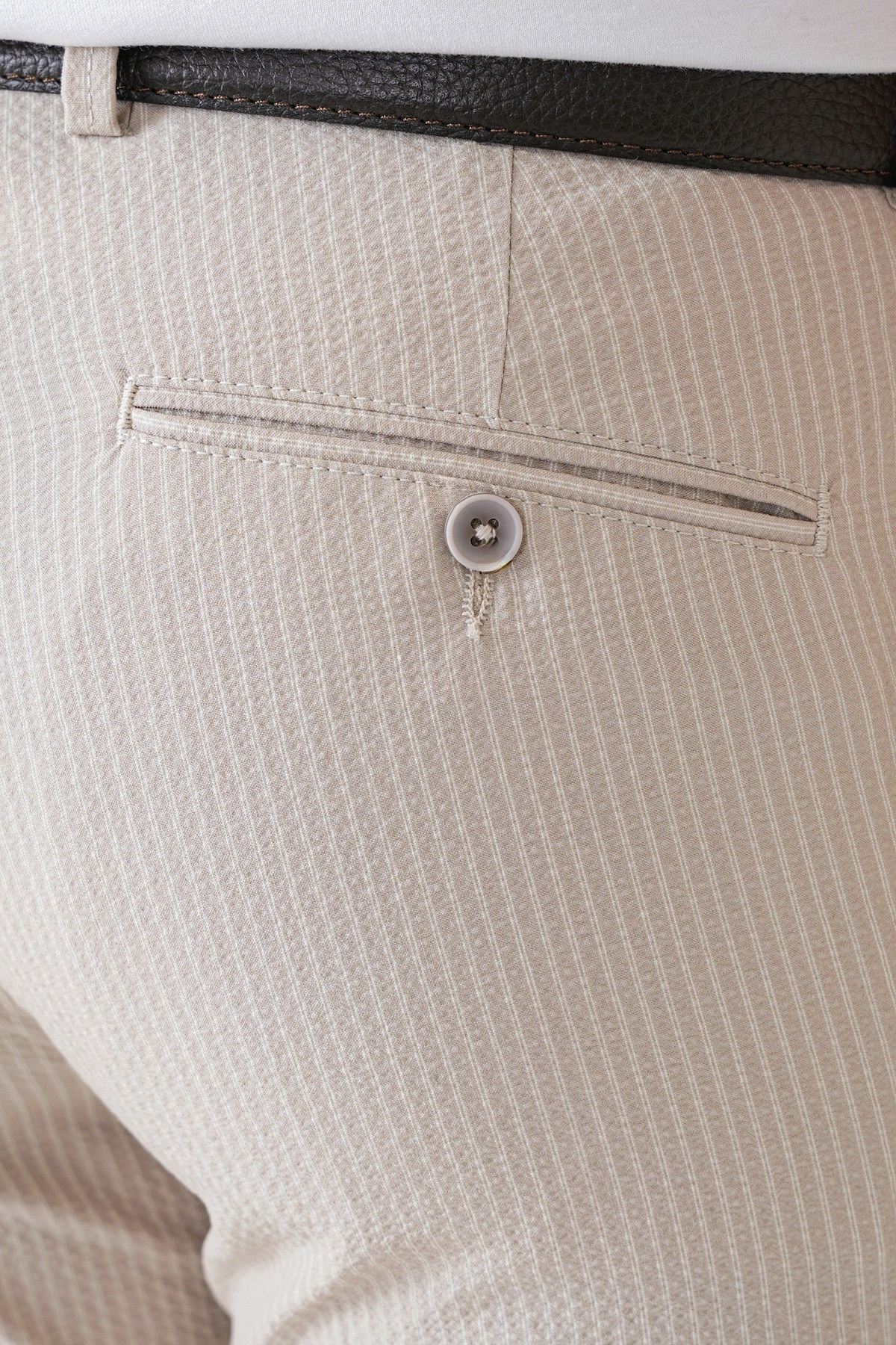 Comfort Fit Rahat Kalıp Pileli Esnek Pamuklu Çizgili Taş Jogger Pantolon P 1218