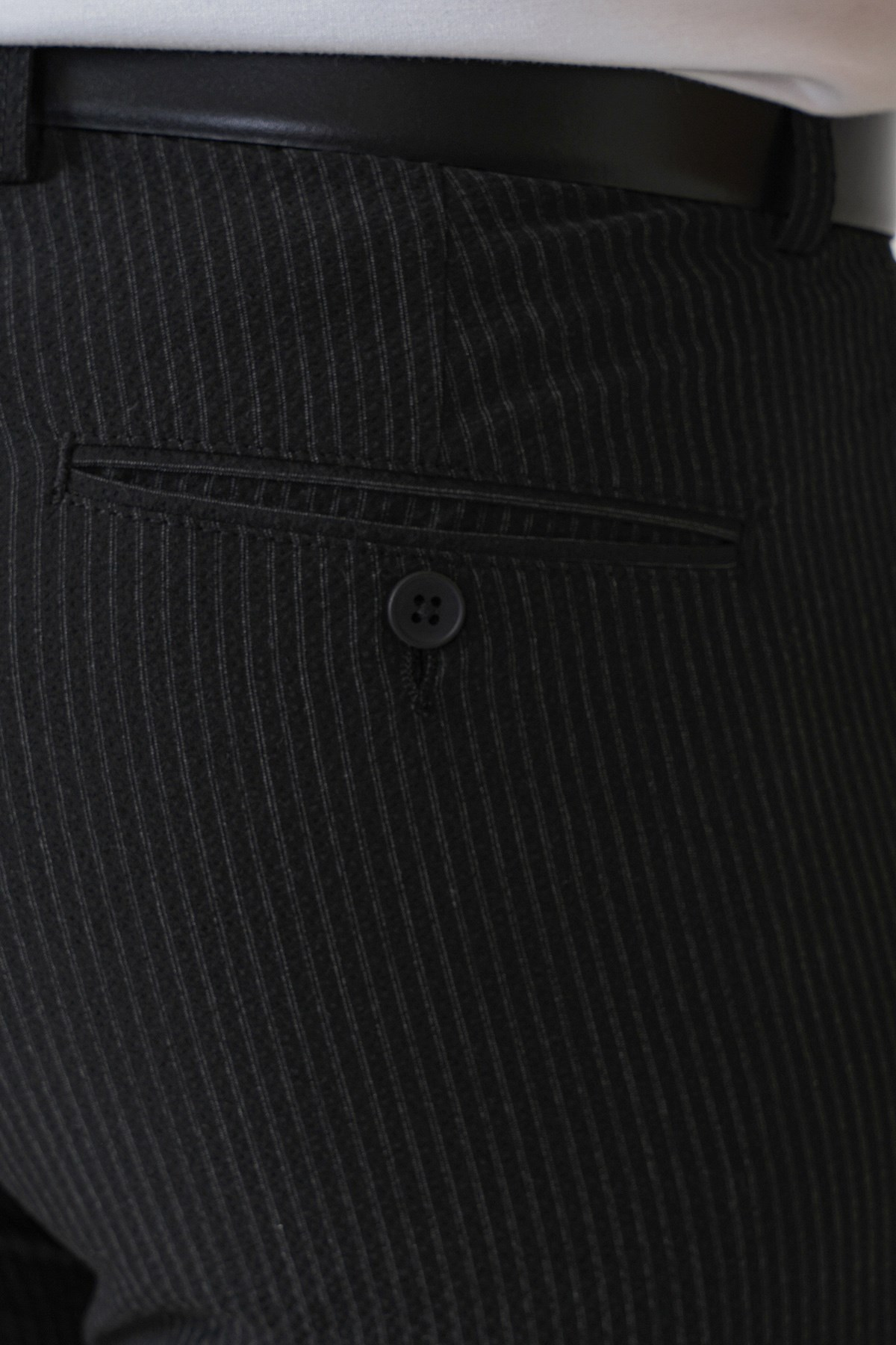 Comfort Fit Rahat Kalıp Pileli Esnek Pamuklu Çizgili Koyu Siyah Jogger Pantolon P 1218