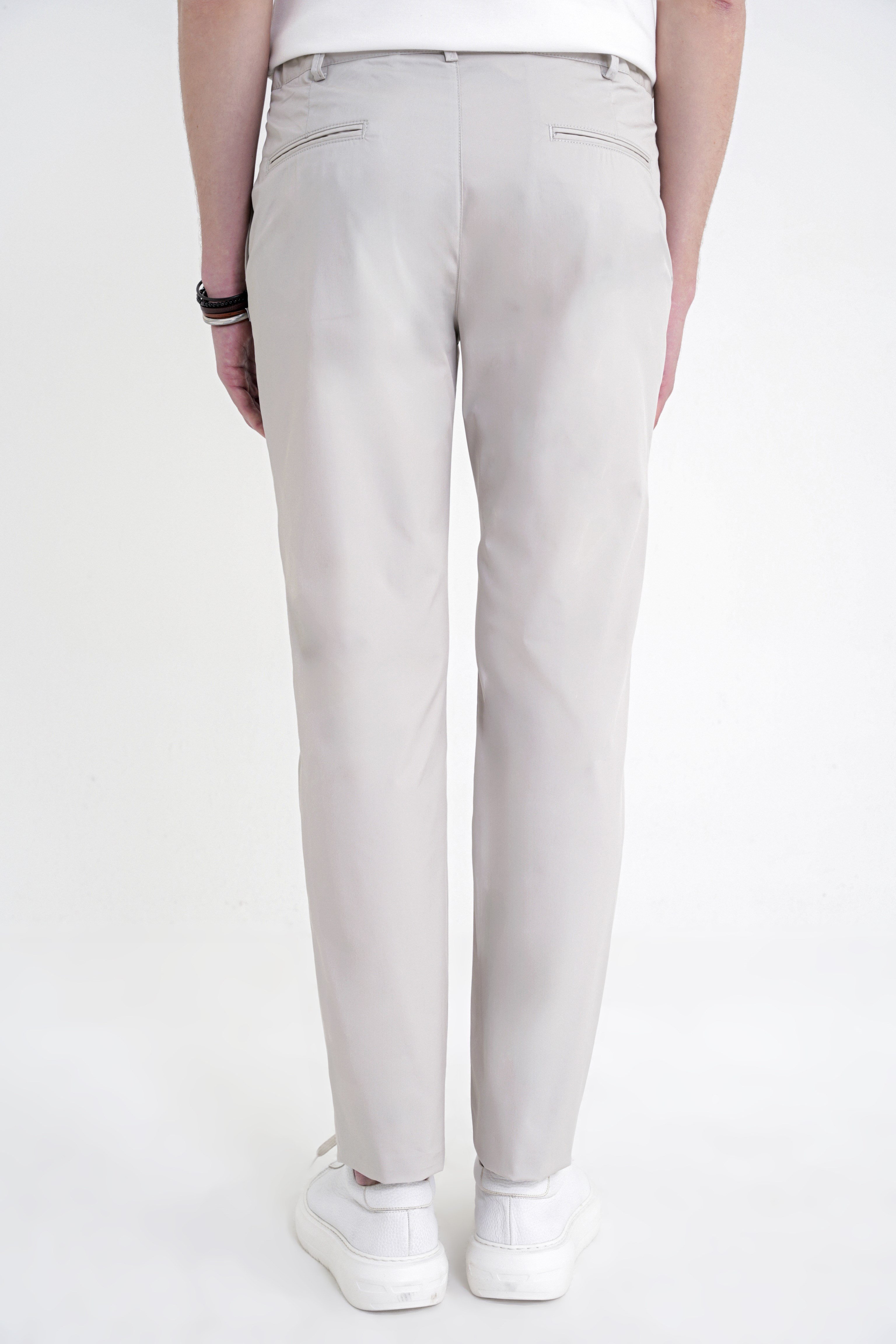 Comfort Fit Rahat Kalıp Yan Cep Beli Lastikli %97 Pamuk Taş Pantolon P 1214