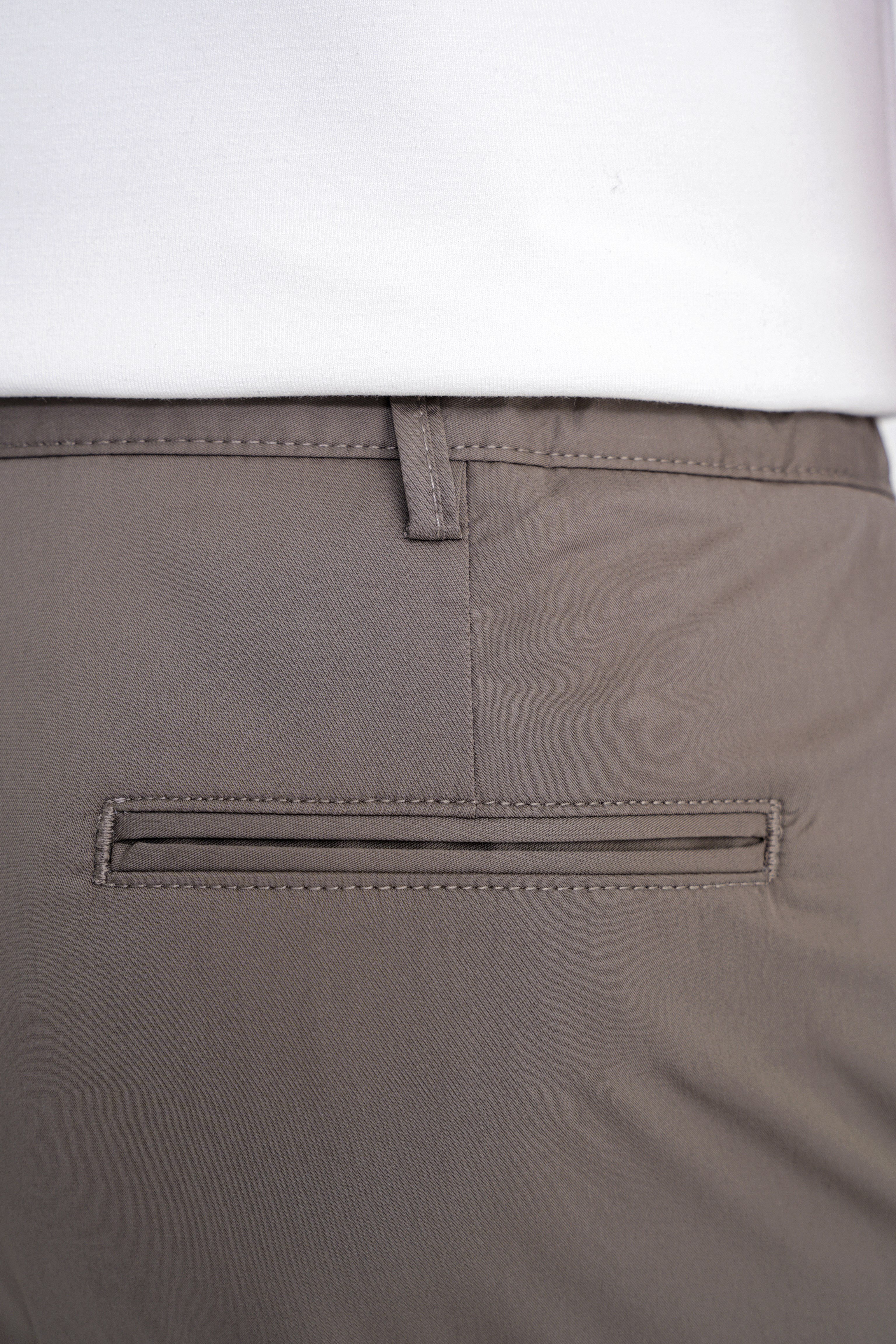 Comfort Fit Rahat Kalıp Yan Cep Beli Lastikli %97 Pamuk Haki Pantolon P 1214