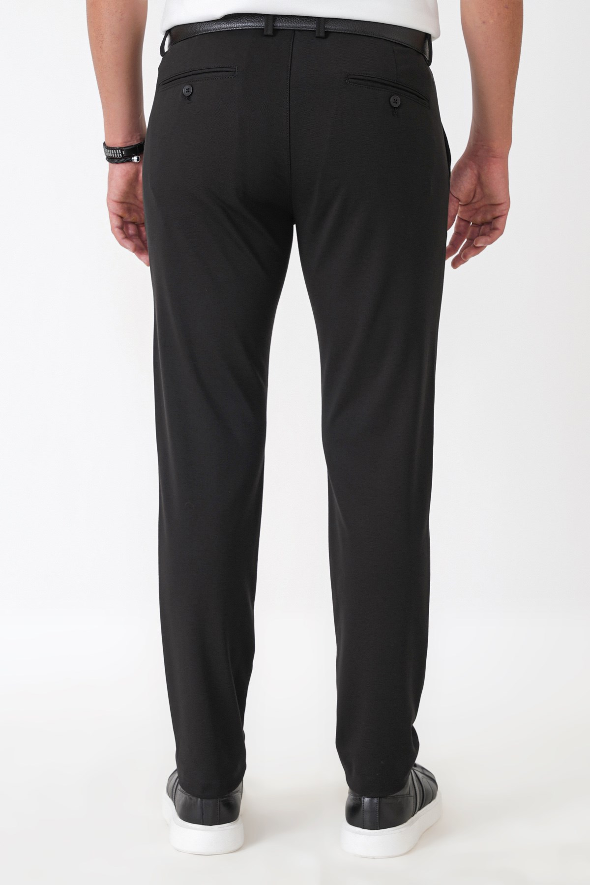 Comfort Fit Rahat Kalıp Yan Cep Pamuklu Dokulu Siyah-1 Pantolon P 1219