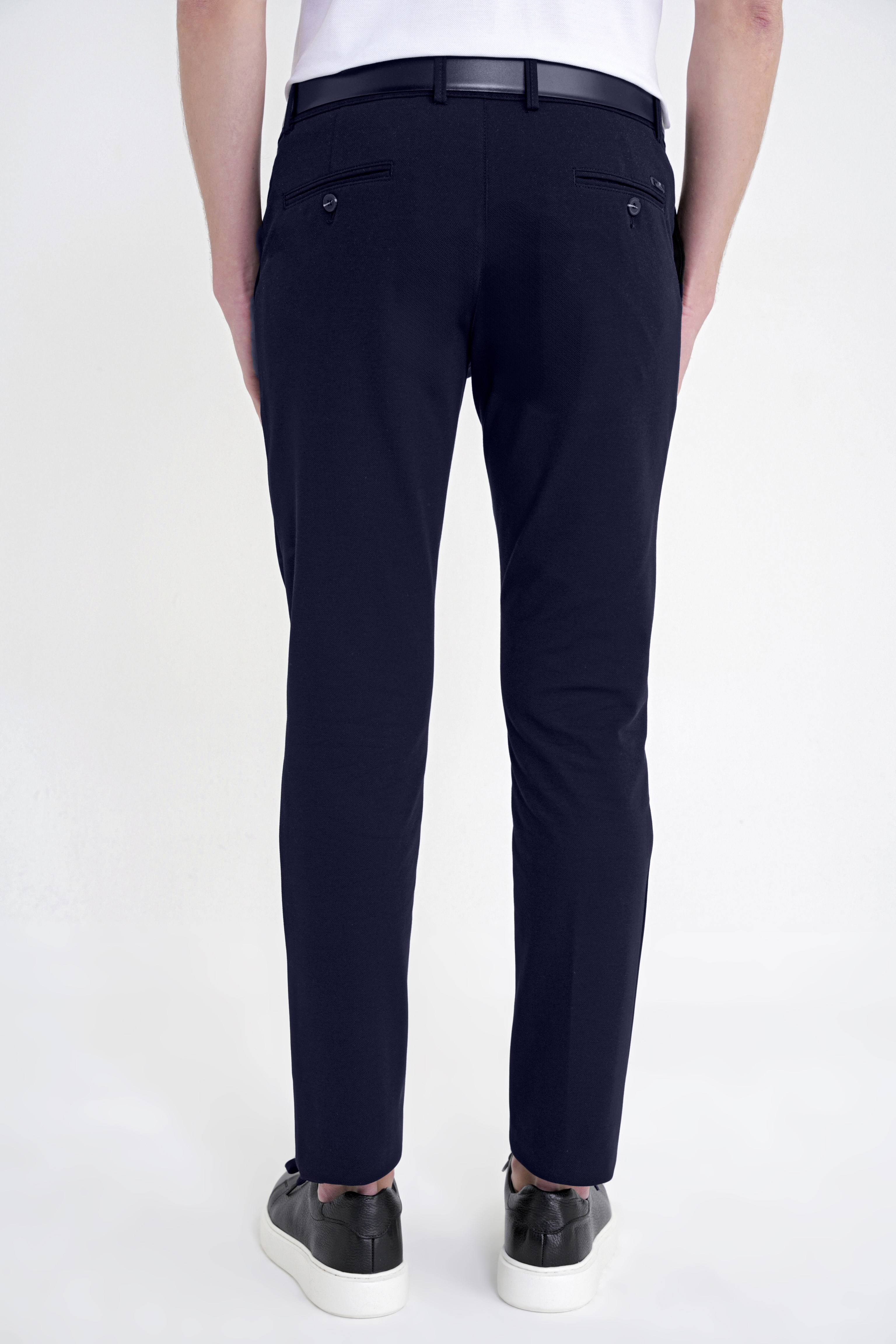 Comfort Fit Rahat Kalıp Yan Cep Pamuklu Dokulu Lacivert Pantolon P 1219