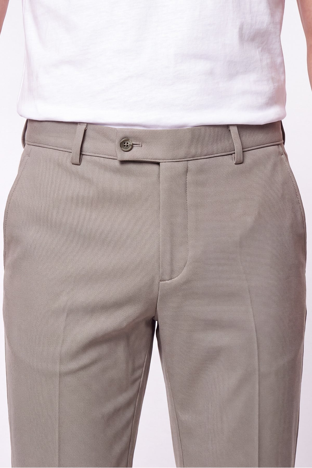 Comfort Fit Rahat Kalıp Yan Cep Pamuklu Dokulu Kum Pantolon P 1219
