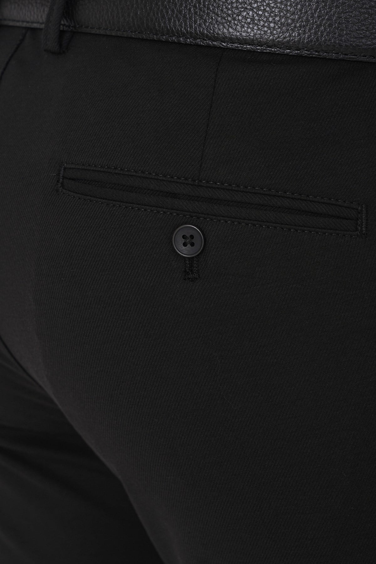 Comfort Fit Rahat Kalıp Yan Cep Pamuklu Dokulu Siyah-1 Pantolon P 1219