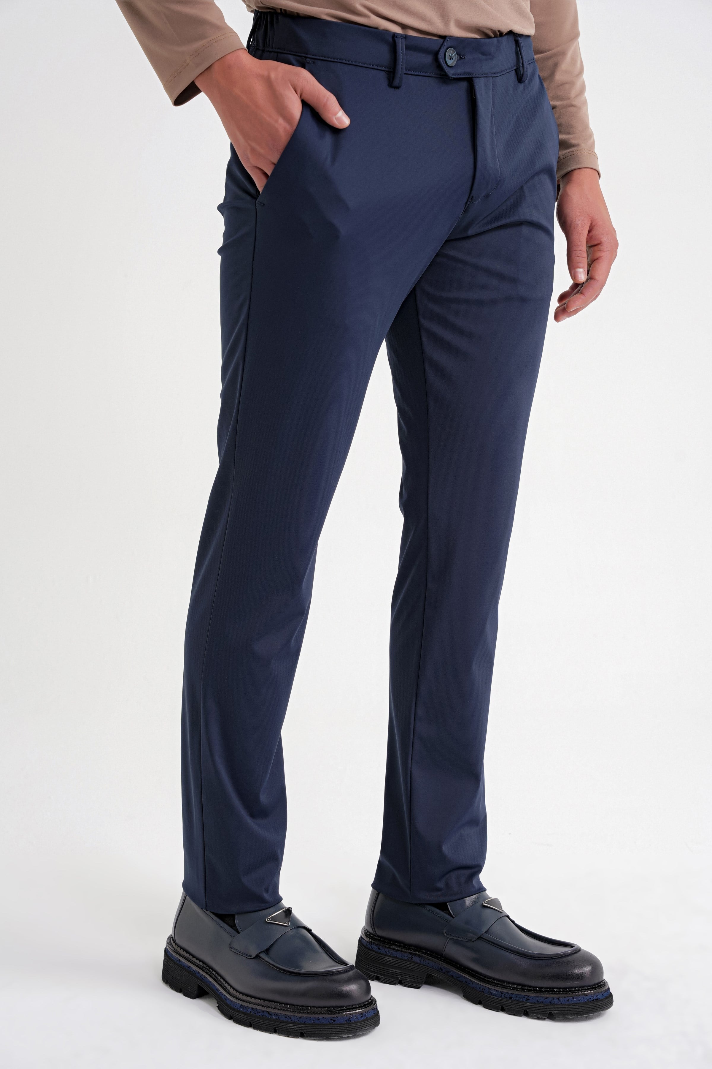 Comfort Fit Rahat Kalıp Yan Cepli Esnek Pamuklu Lacivert Pantolon P 1203 