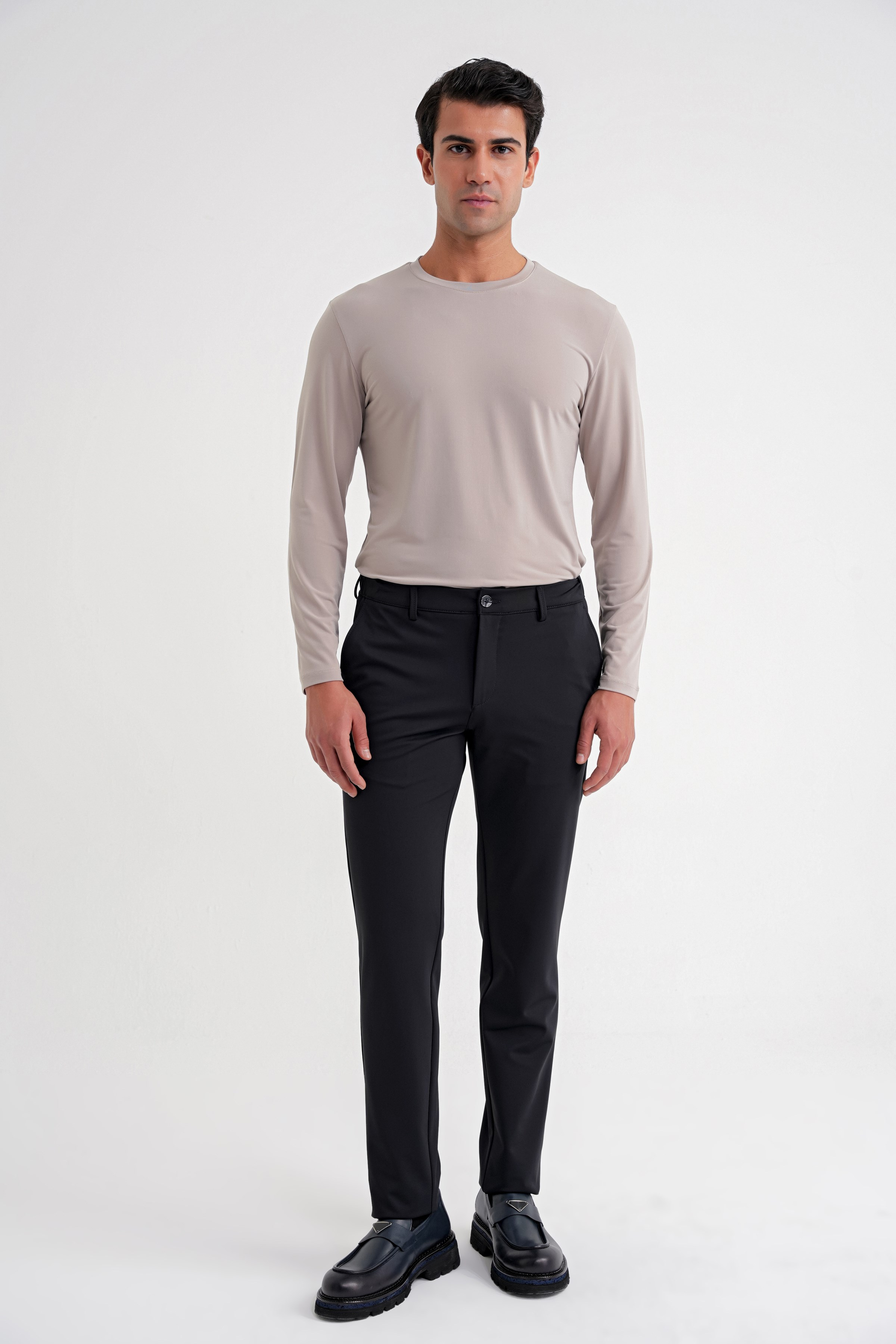 Comfort Fit Rahat Kalıp Yan Cepli Esnek Pamuklu Siyah Pantolon P 1207