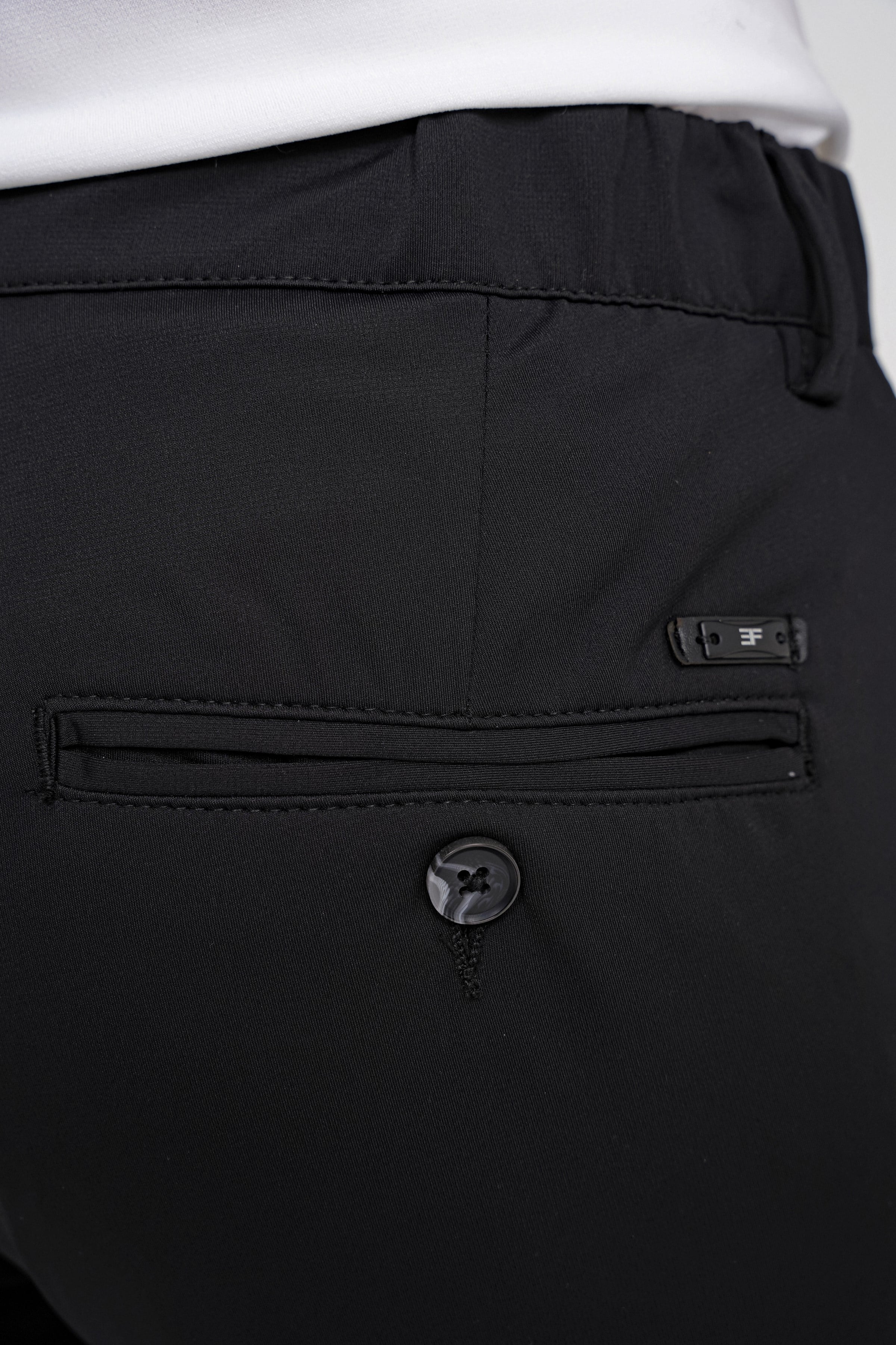 Comfort Fit Rahat Kalıp Yan Cepli Esnek Pamuklu Siyah Pantolon P 1203 
