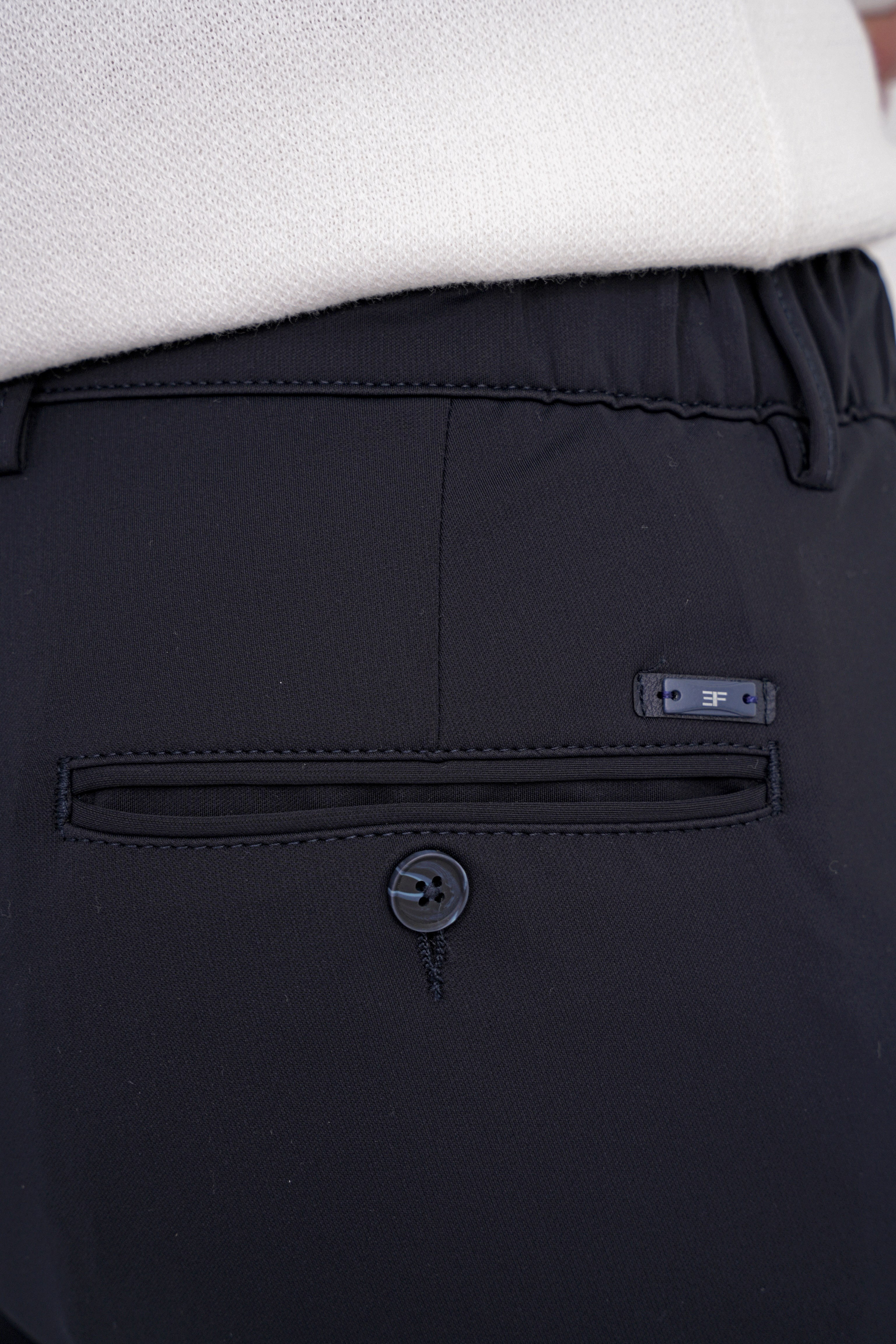 Comfort Fit Rahat Kalıp Yan Cepli Esnek Pamuklu Lacivert Pantolon P 1207