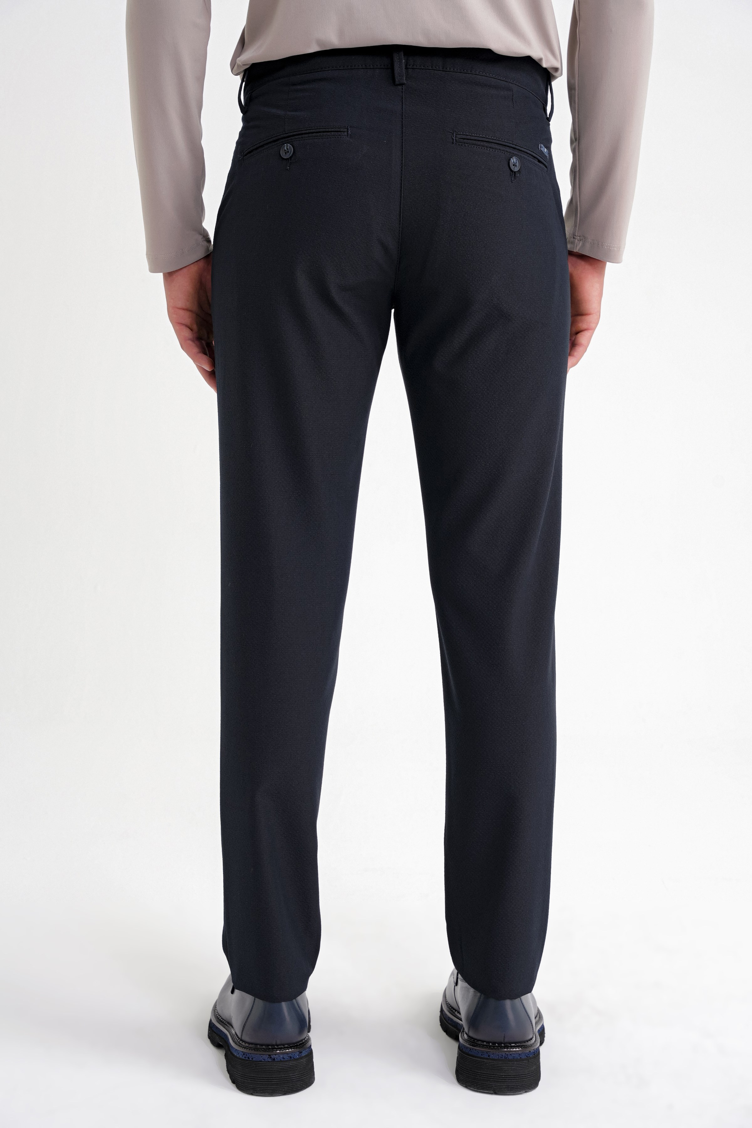 Comfort Fit Rahat Kalıp Yan Cepli Esnek Pamuklu Düz Lacivert Pantolon P 1201