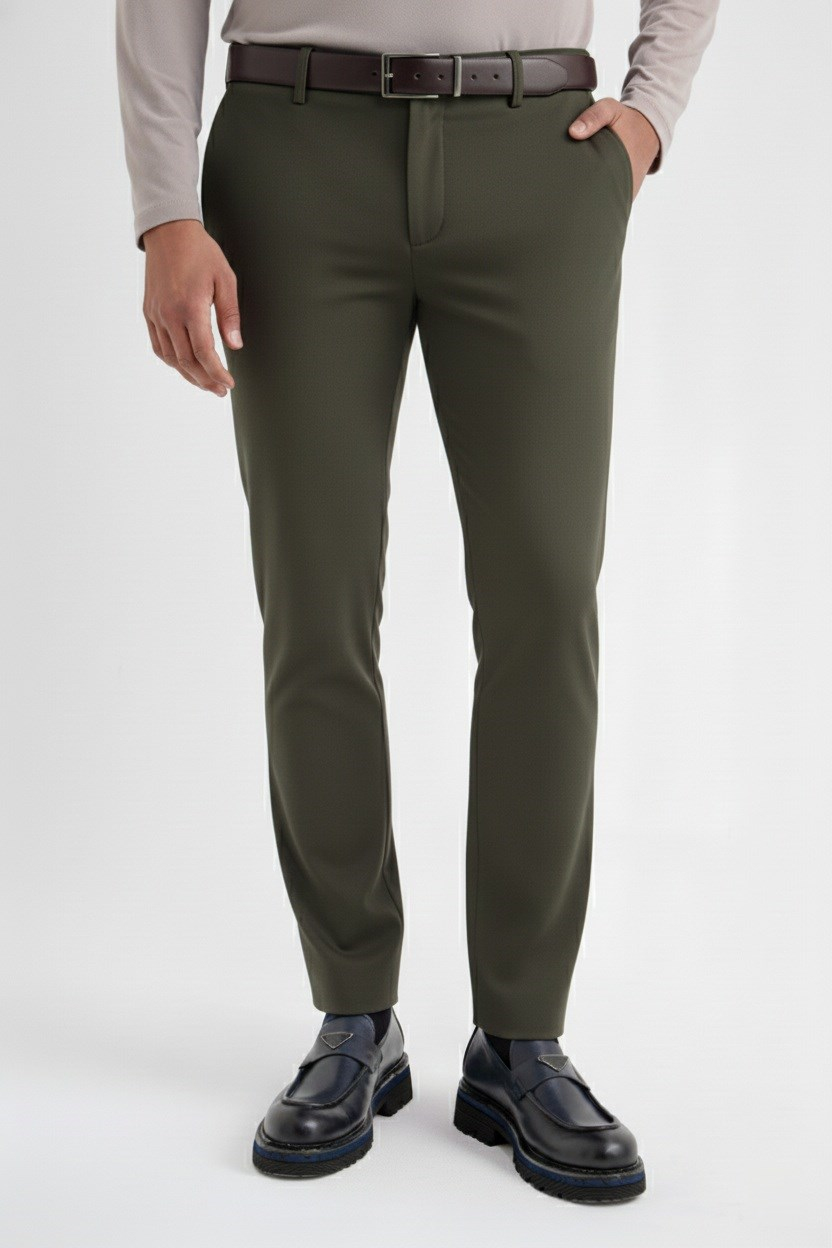 Comfort Fit Rahat Kalıp Yan Cepli Esnek Pamuklu Haki Pantolon P 1207