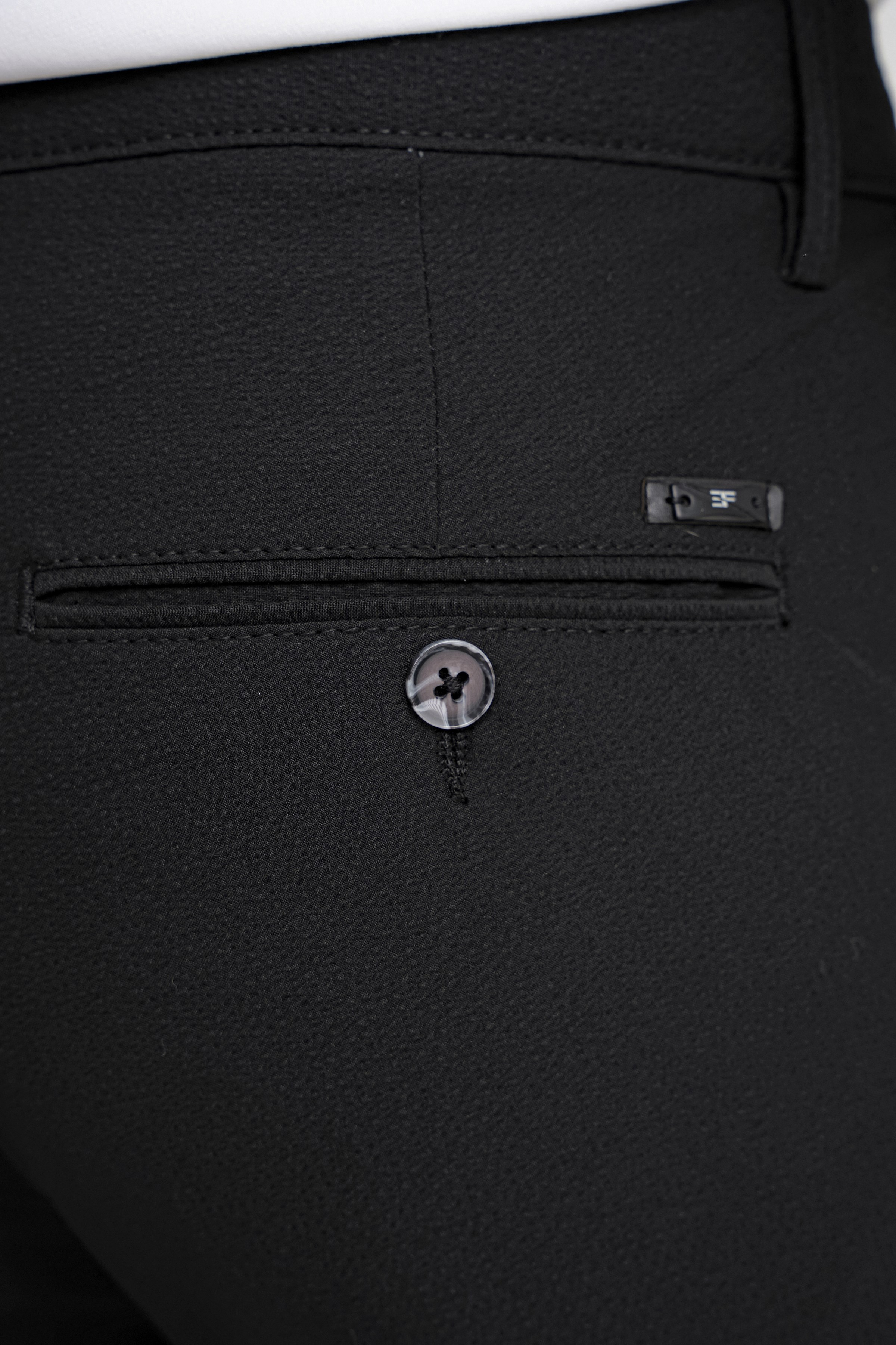 Comfort Fit Rahat Kalıp Yan Cepli Esnek Pamuklu Düz Siyah Pantolon P 1201