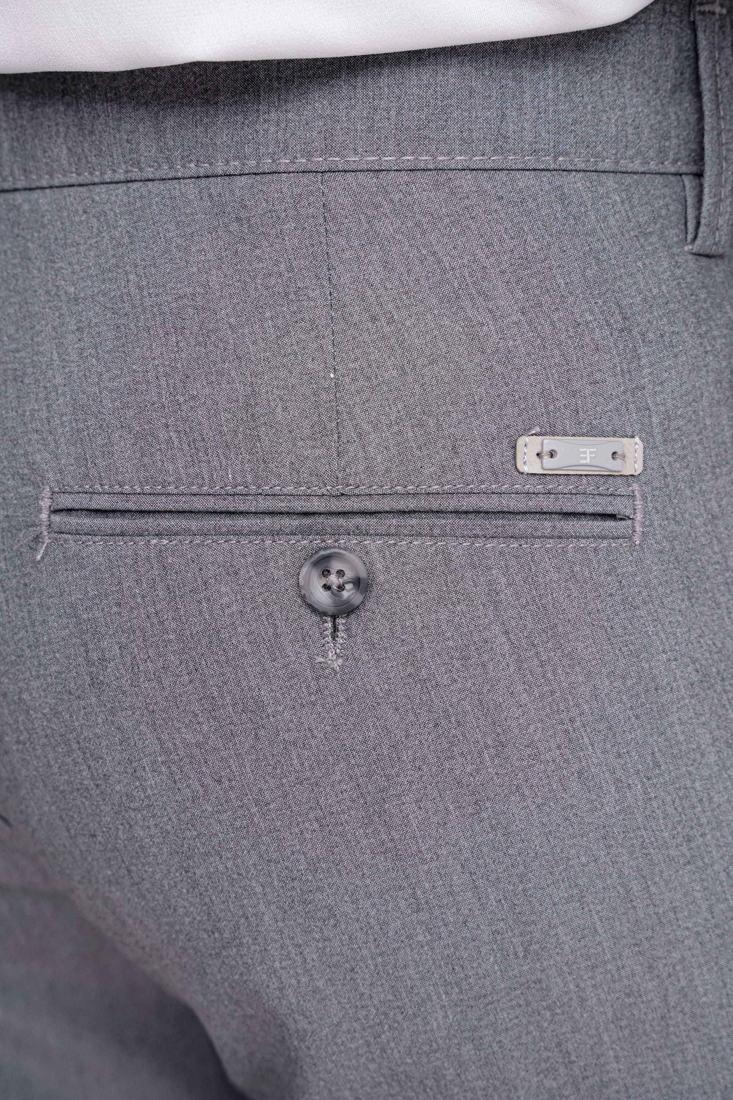 Comfort Fit Rahat Kalıp Yan Cepli Esnek Pamuklu Düz Füme Pantolon P 1201