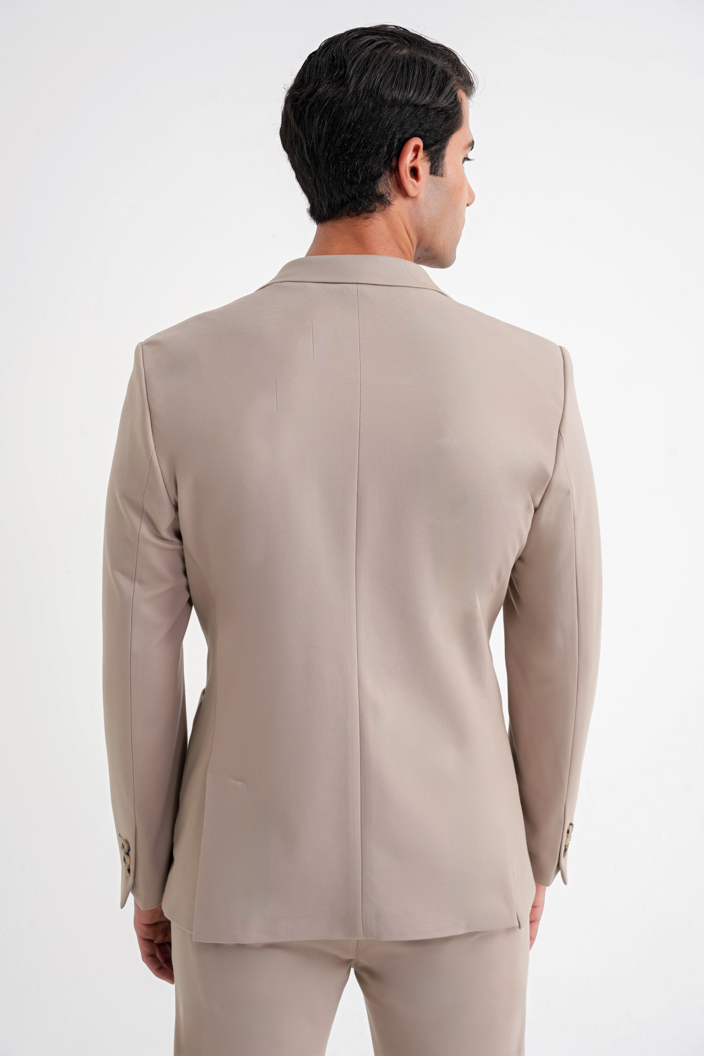 Comfort Fit Torba Cep Çift Yırtmaç Esnek Pamuklu Bej Ceket C 721