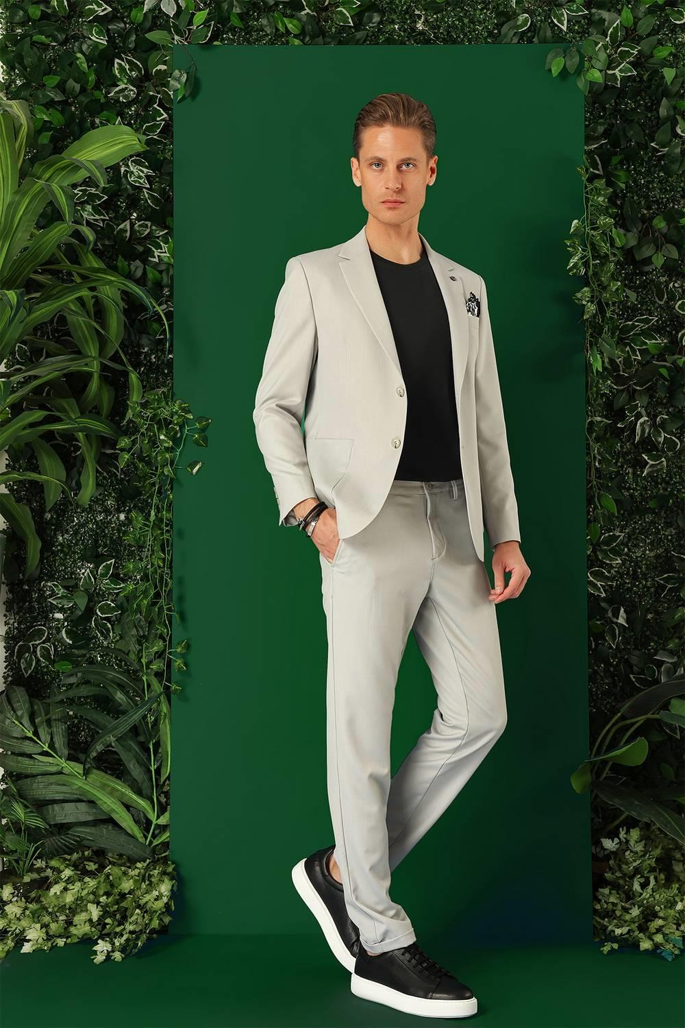 Comfort Fit Torba Cep Esnek Pamuk Casual Taş Ceket C 664