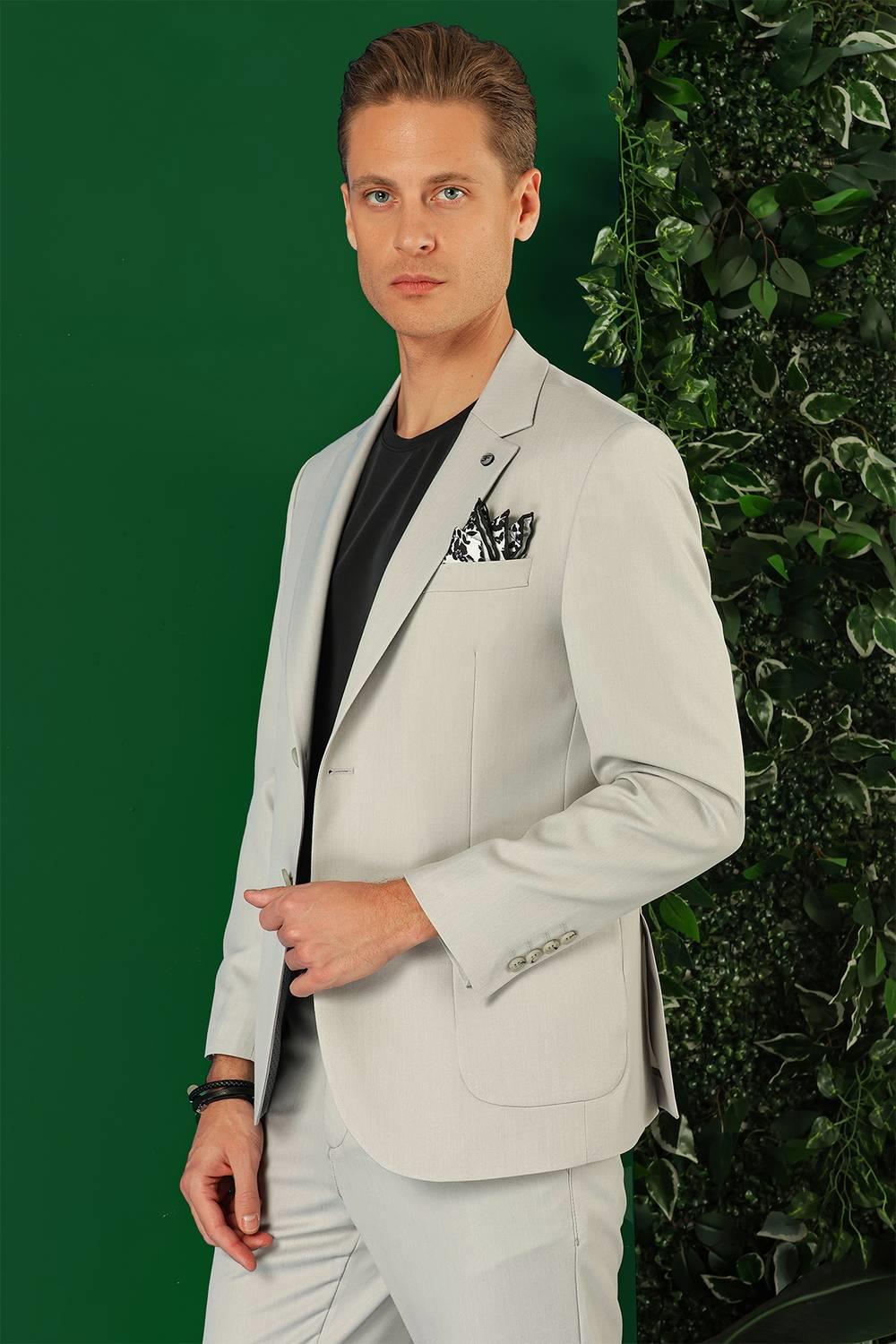 Comfort Fit Torba Cep Esnek Pamuk Casual Taş Ceket C 664