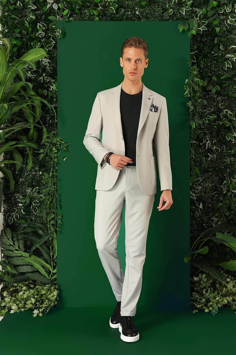 Comfort Fit Torba Cep Esnek Pamuk Casual Taş Ceket C 664