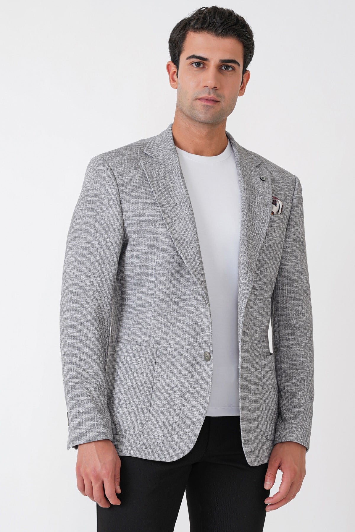 Comfort Fit Torba Cep Esnek Pamuklu Nefti Blazer Ceket C 740