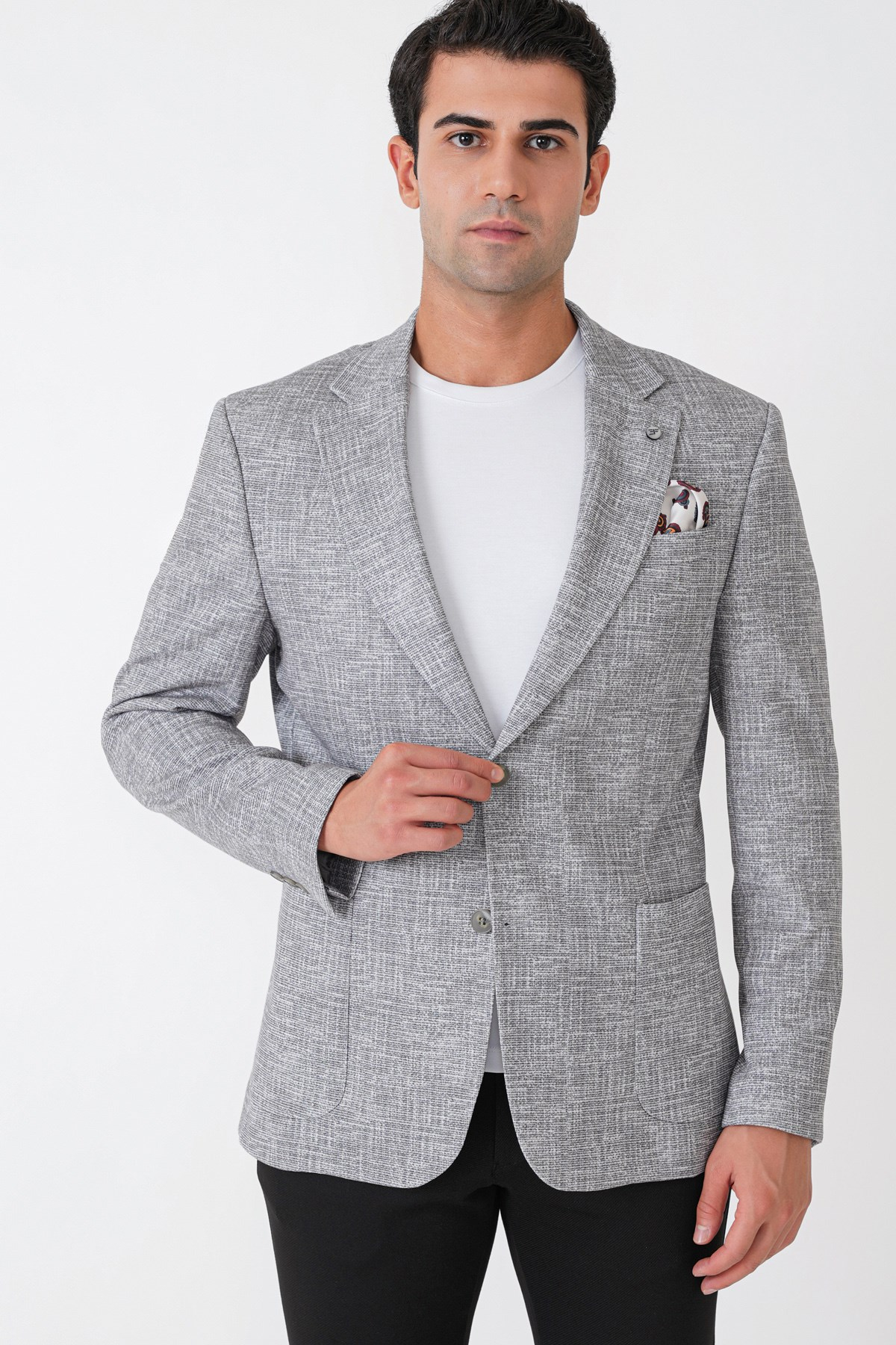 Comfort Fit Torba Cep Esnek Pamuklu Nefti Blazer Ceket C 740