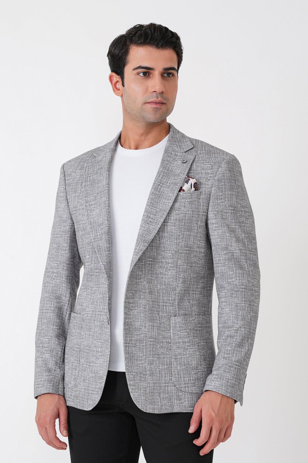 Comfort Fit Torba Cep Esnek Pamuklu Nefti Blazer Ceket C 740