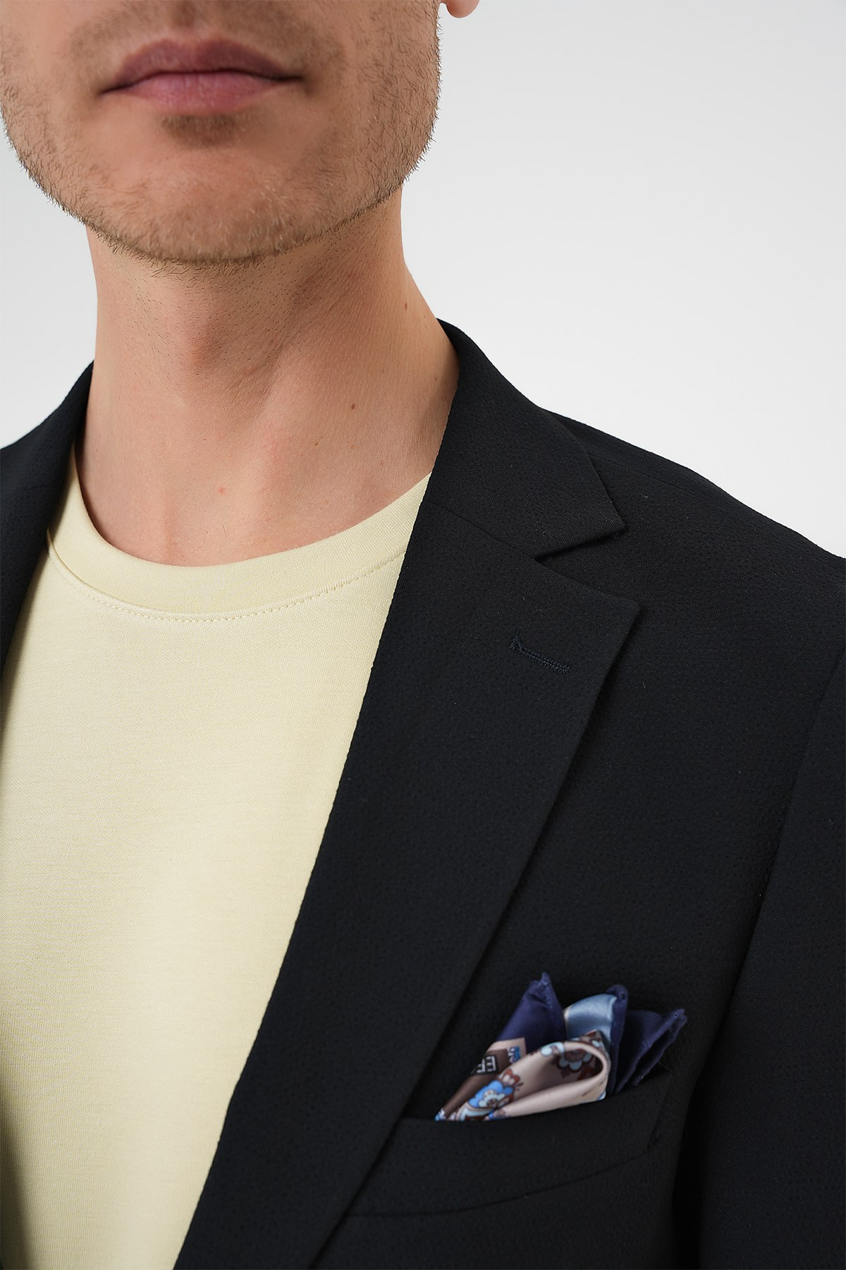 Comfort Fit Torba Cep Gofre Kumaş Koyu Lacivert Blazer Ceket C 679