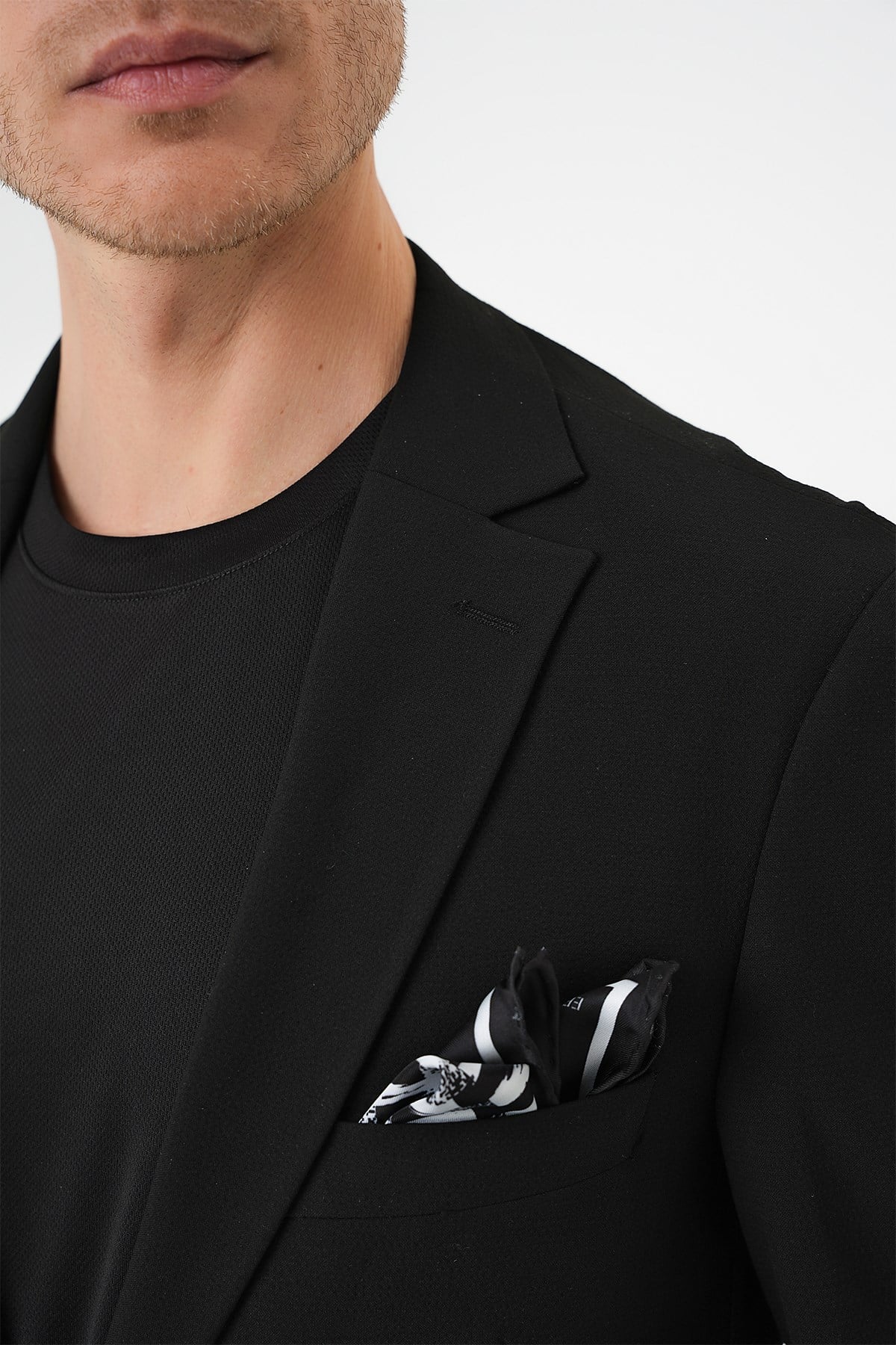 Comfort Fit Torba Cep Gofre Kumaş Koyu Siyah Blazer Ceket C 679