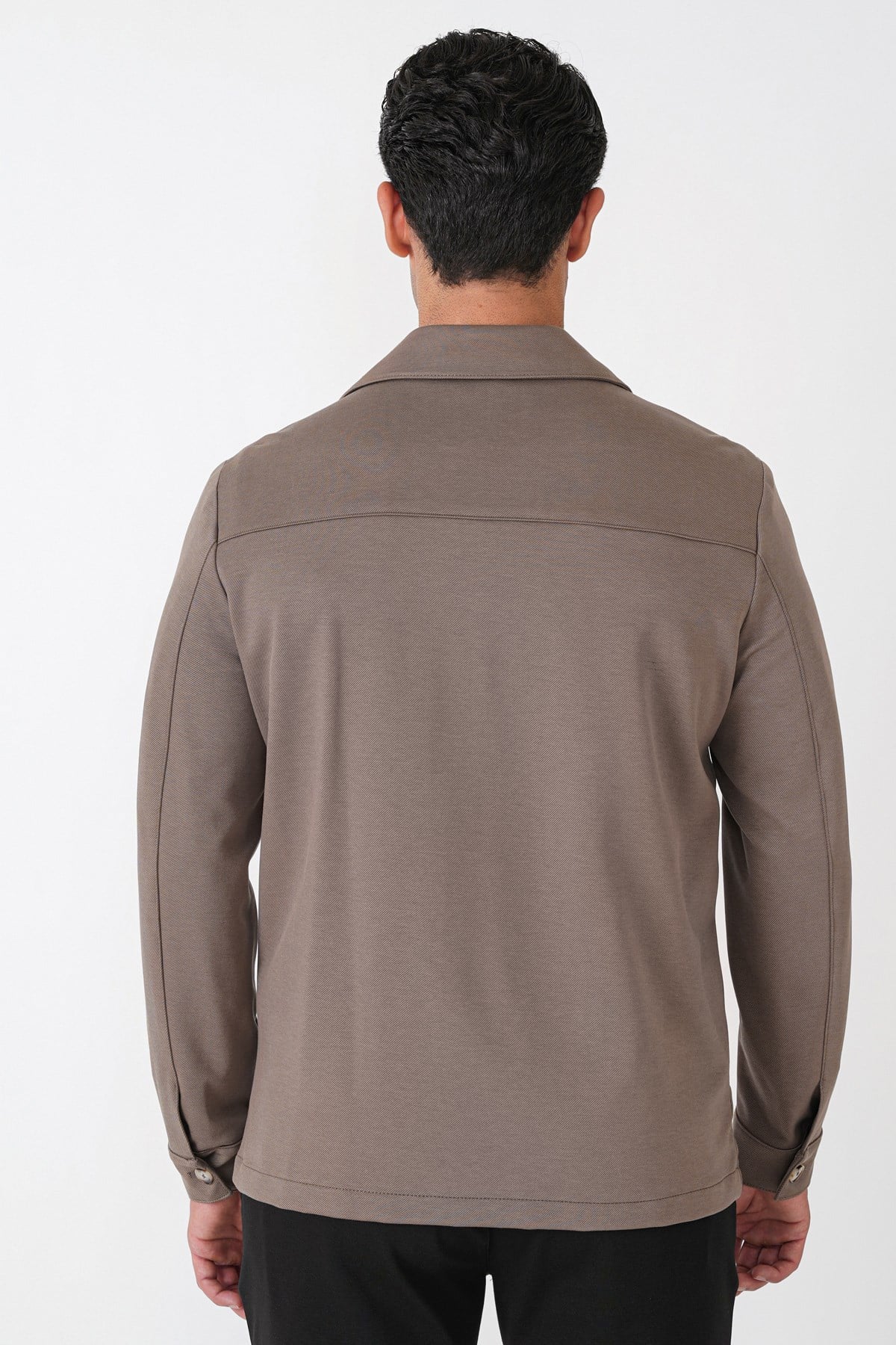 Comfort Fit Torba Cepli Esnek Pamuk Vizon Gömlek Ceket C 755